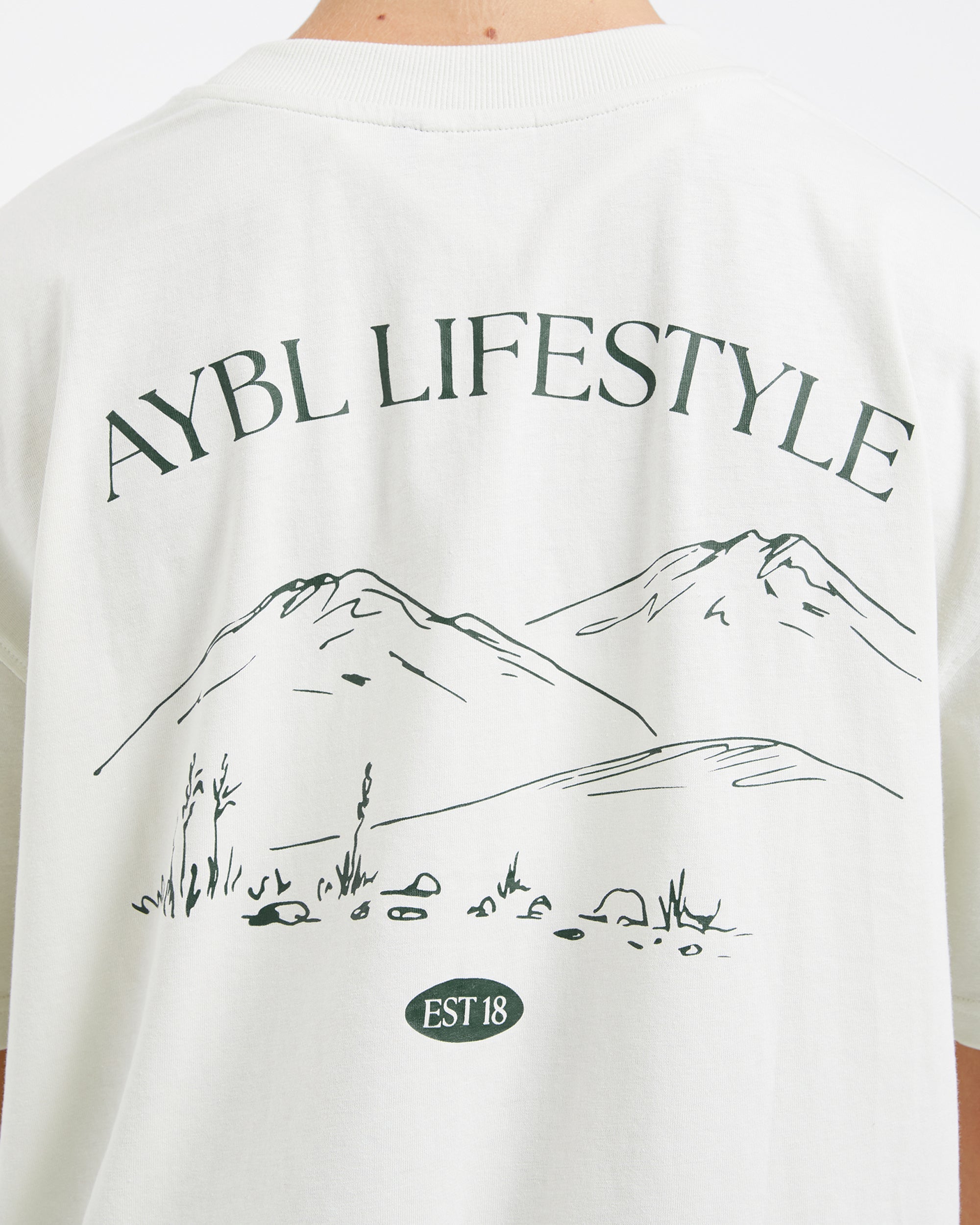 AYBL Lifestyle Oversized T Shirt - Off White/Forest Vert