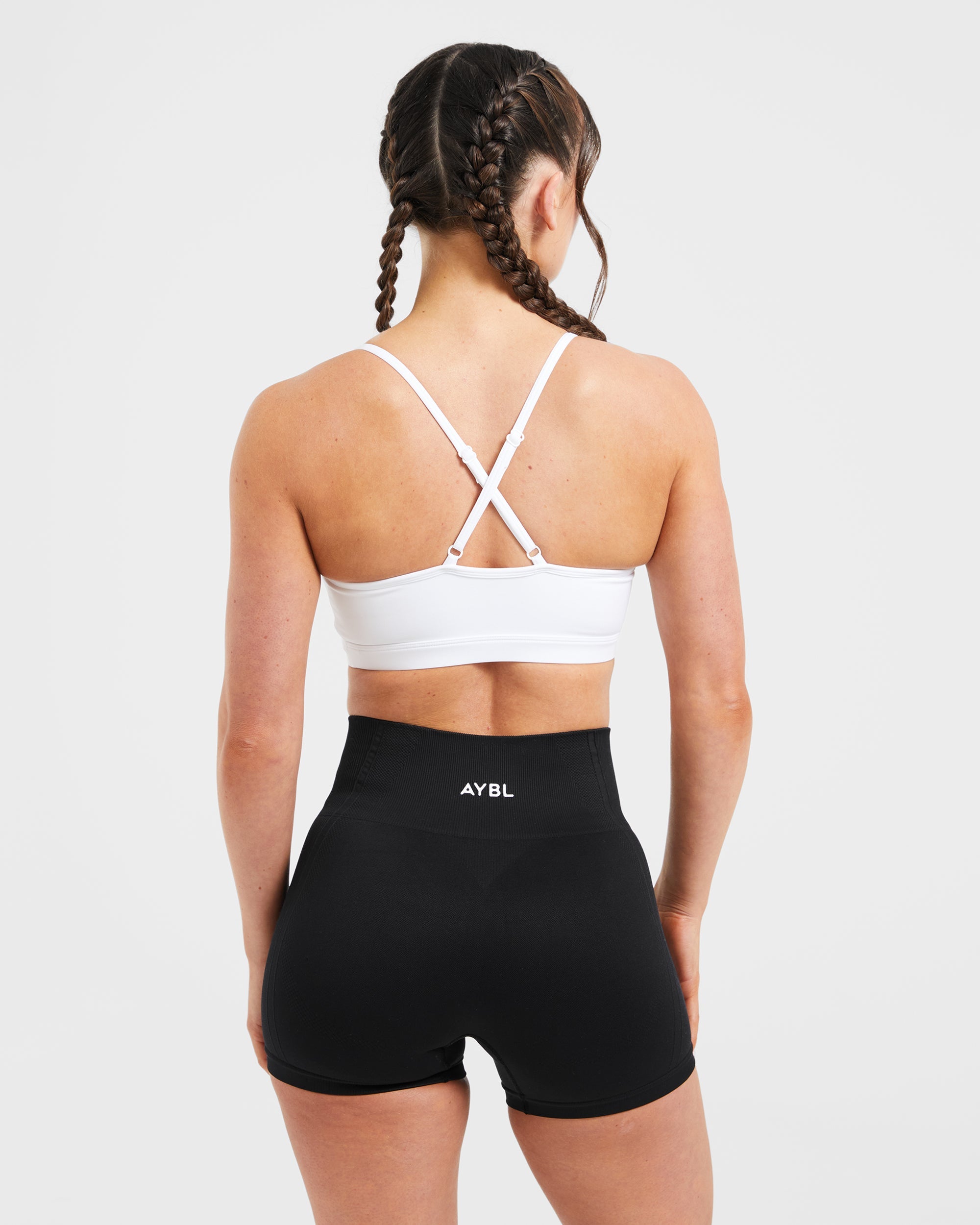 Essential V Neck Sports Bra - Blanc