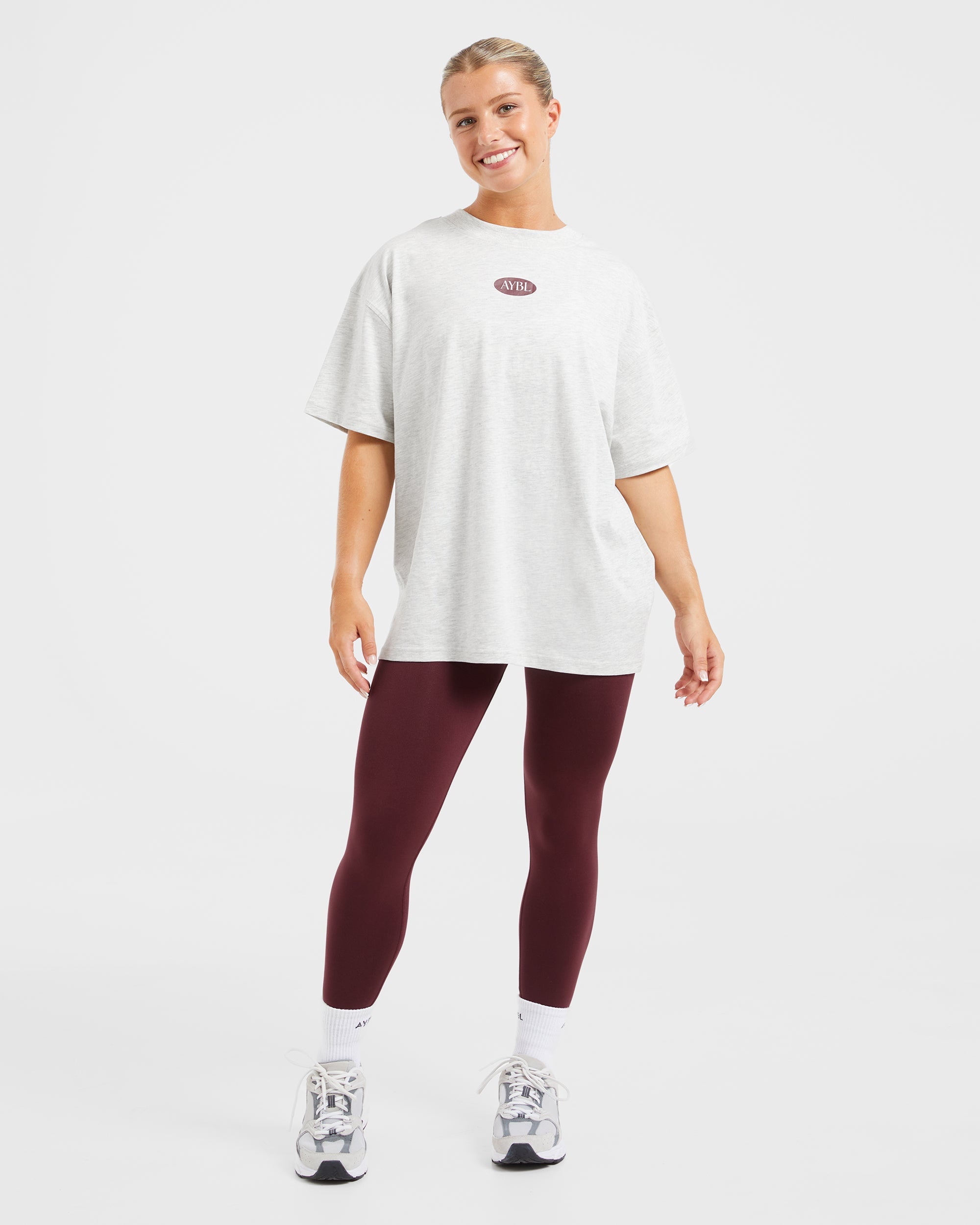 AYBL Lifestyle Oversized T Shirt - Heather Gris/Burgundy