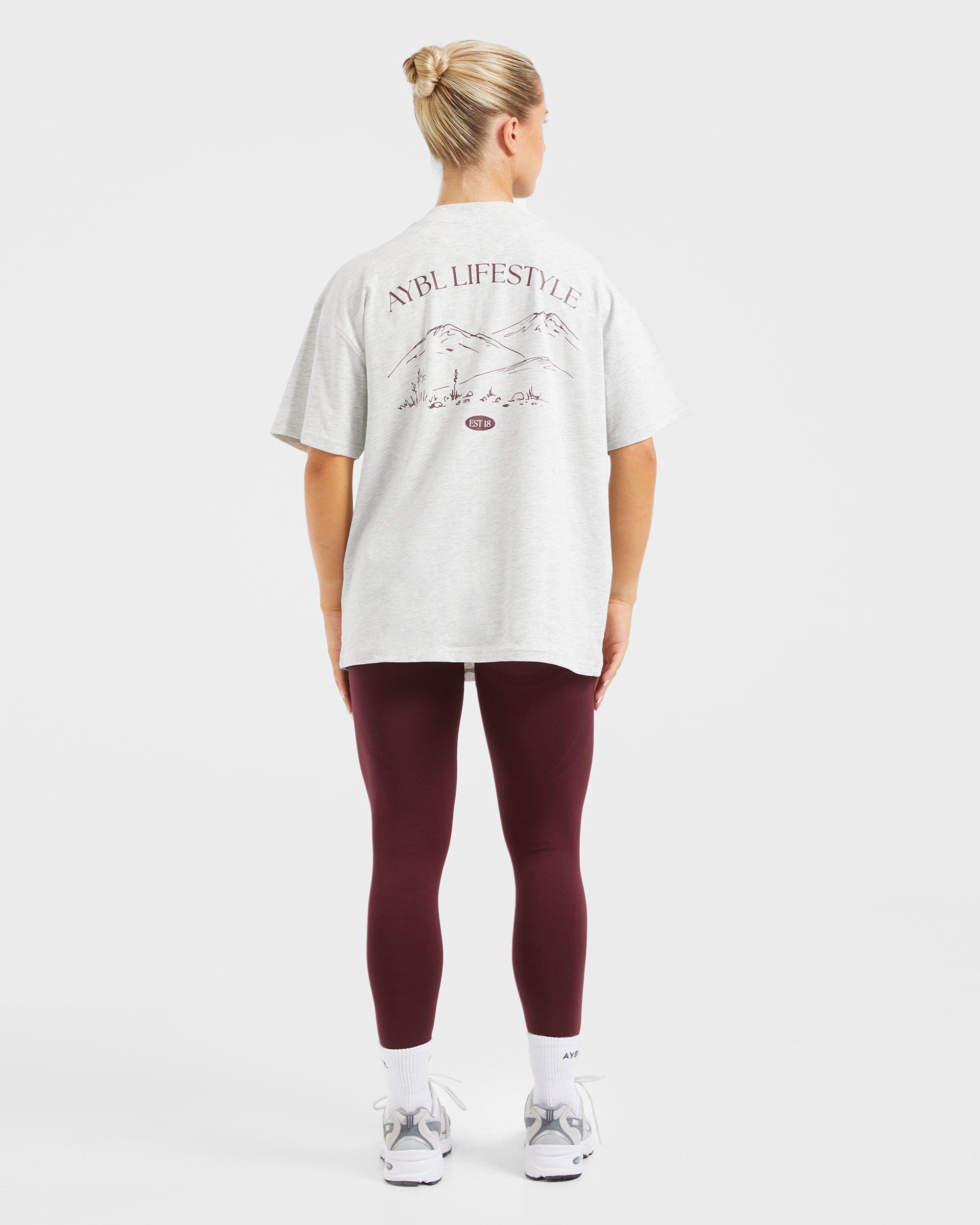 AYBL Lifestyle Oversized T Shirt - Heather Gris/Burgundy