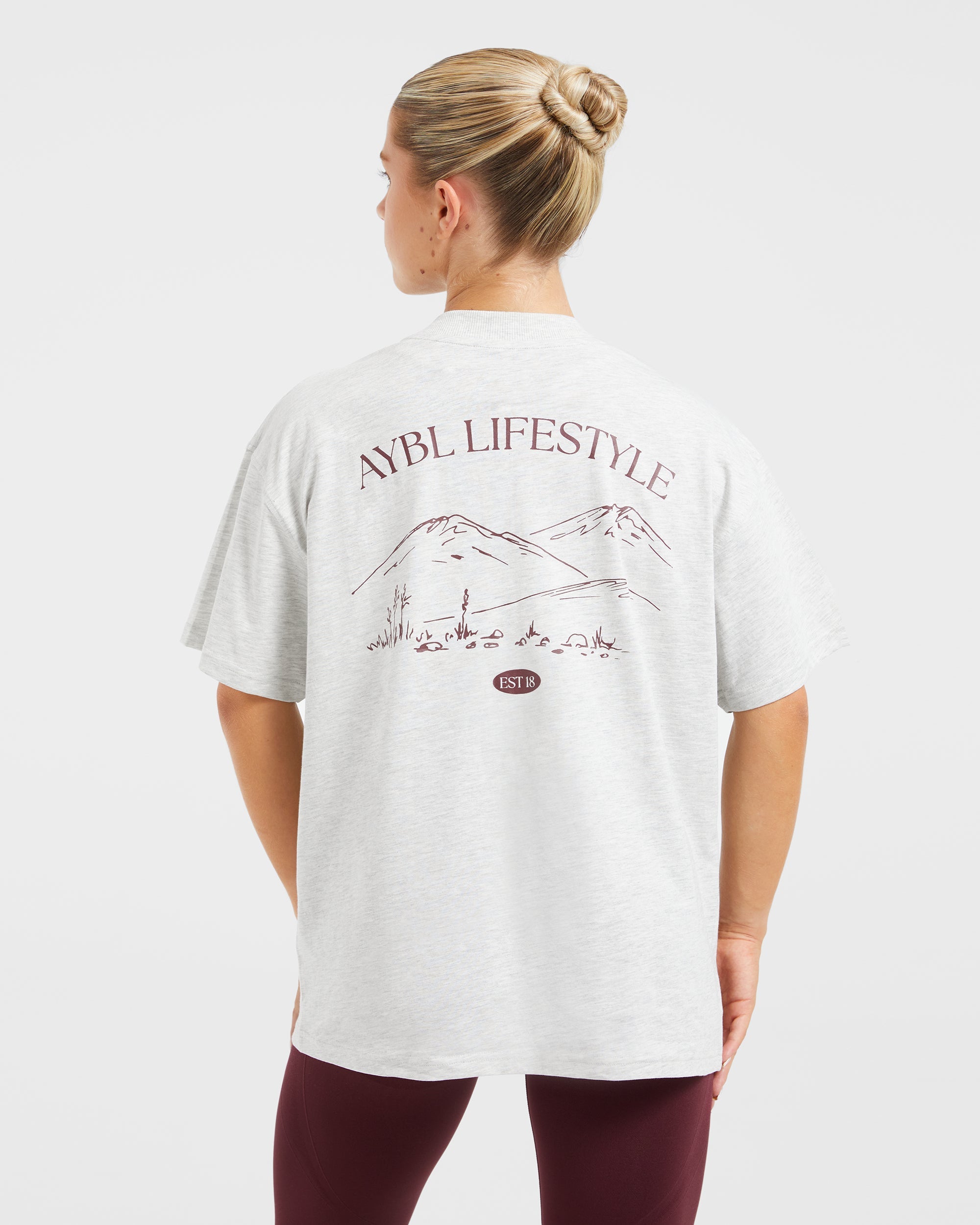 AYBL Lifestyle Oversized T Shirt - Heather Gris/Burgundy