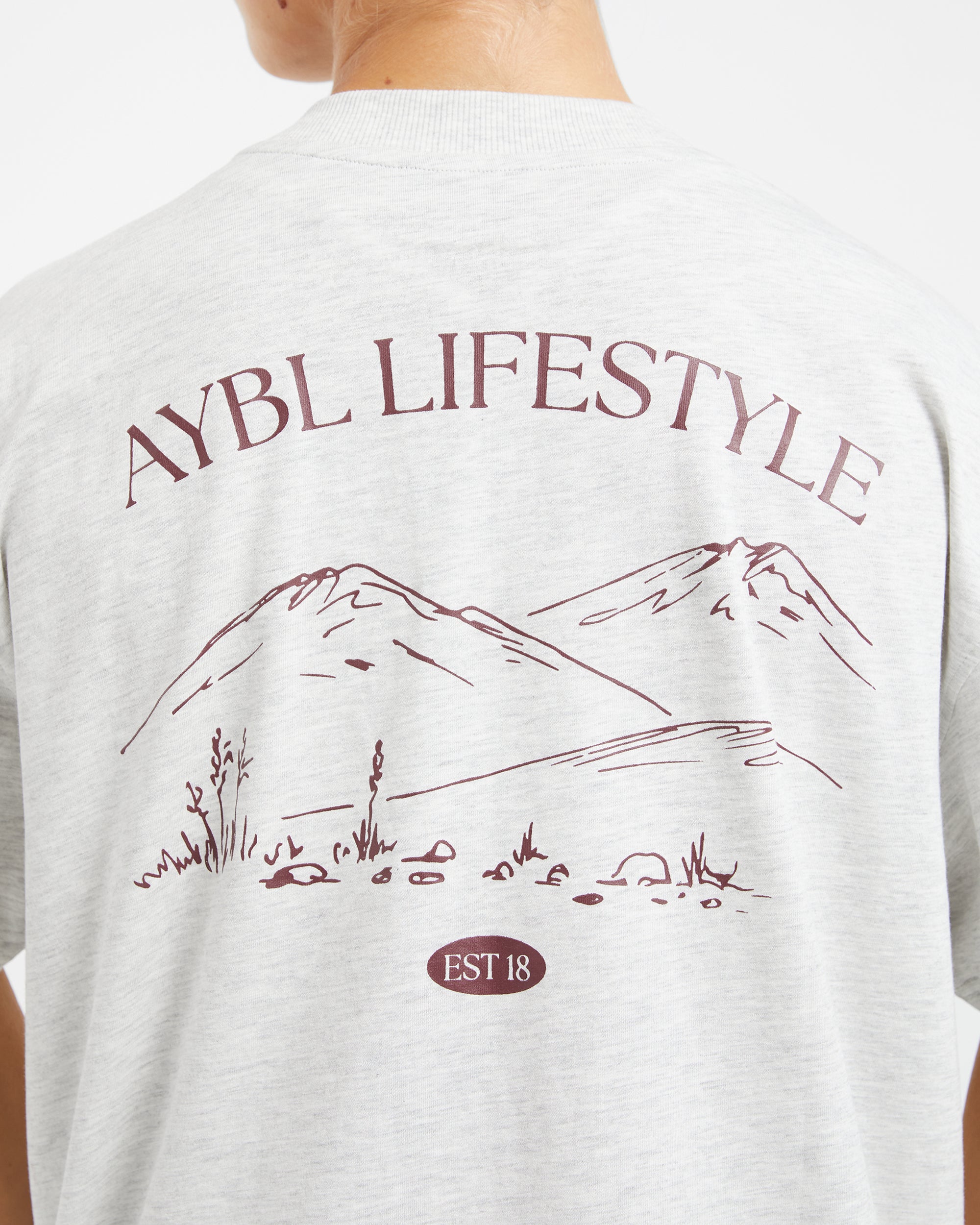 AYBL Lifestyle Oversized T Shirt - Heather Gris/Burgundy