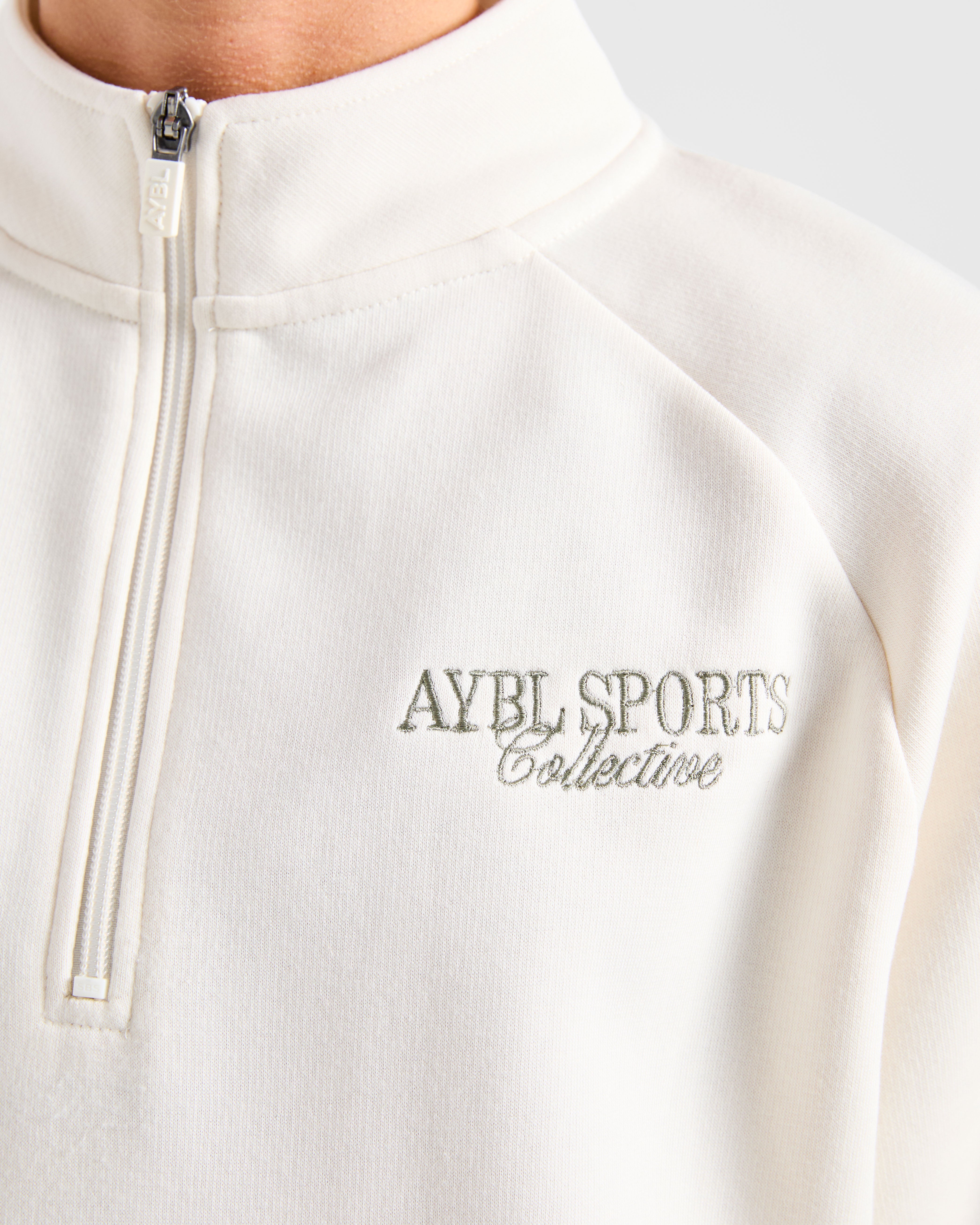 Sports Collective Oversized 1/4 Zip Pullover - Off Blanc/Vert