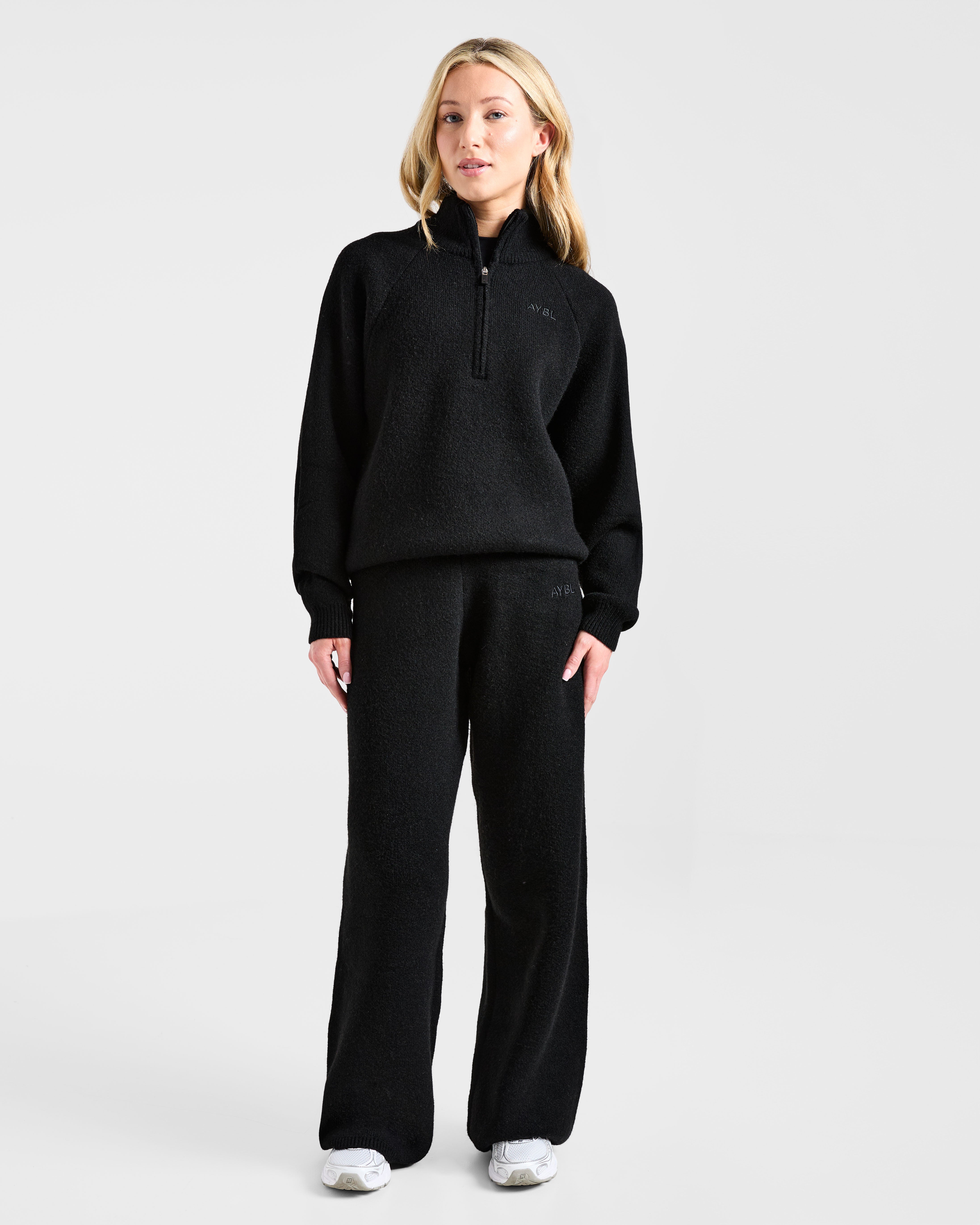 Soft Oversized Knitted 1/4 Zip - Noir