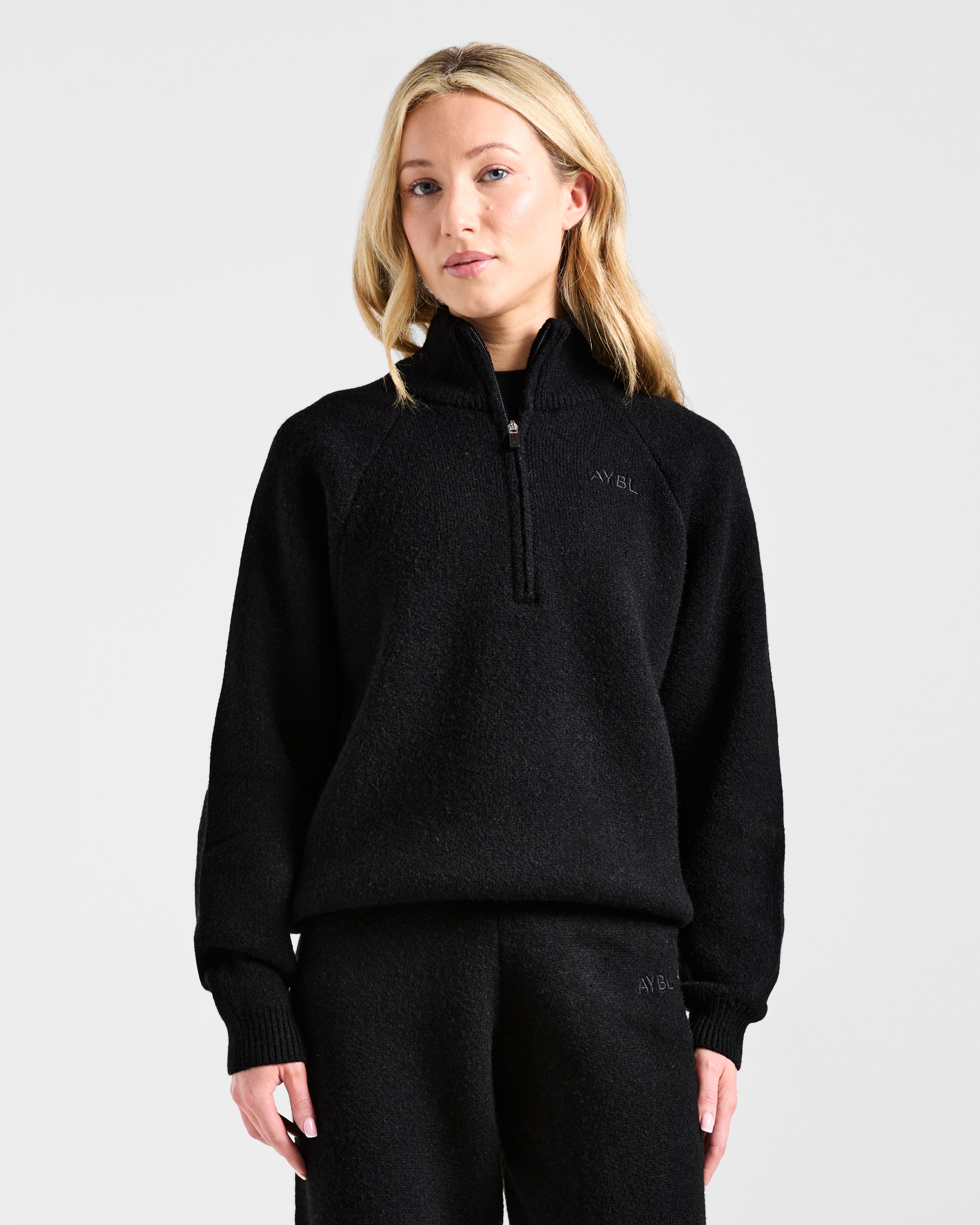 Soft Oversized Knitted 1/4 Zip - Noir