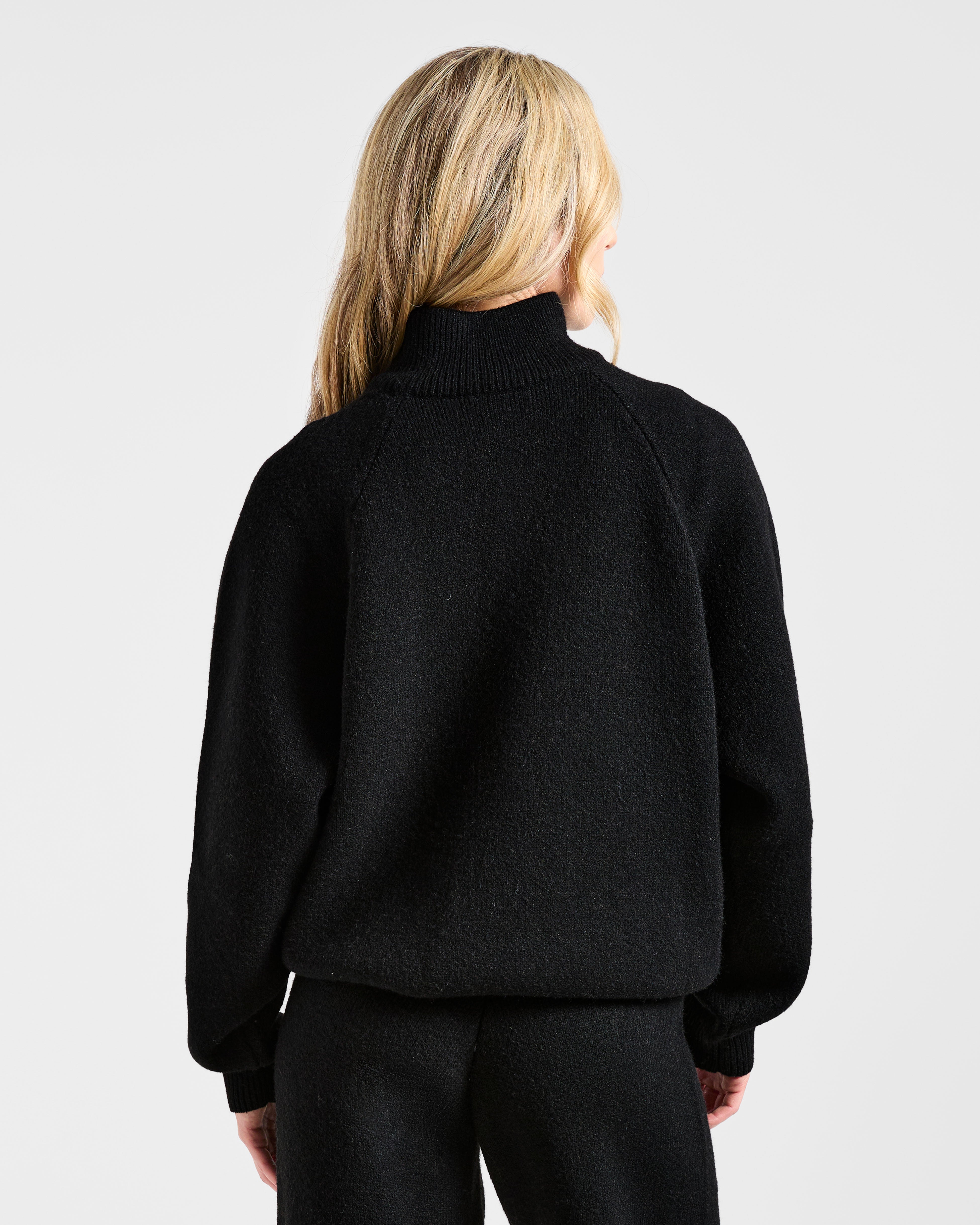 Soft Oversized Knitted 1/4 Zip - Noir