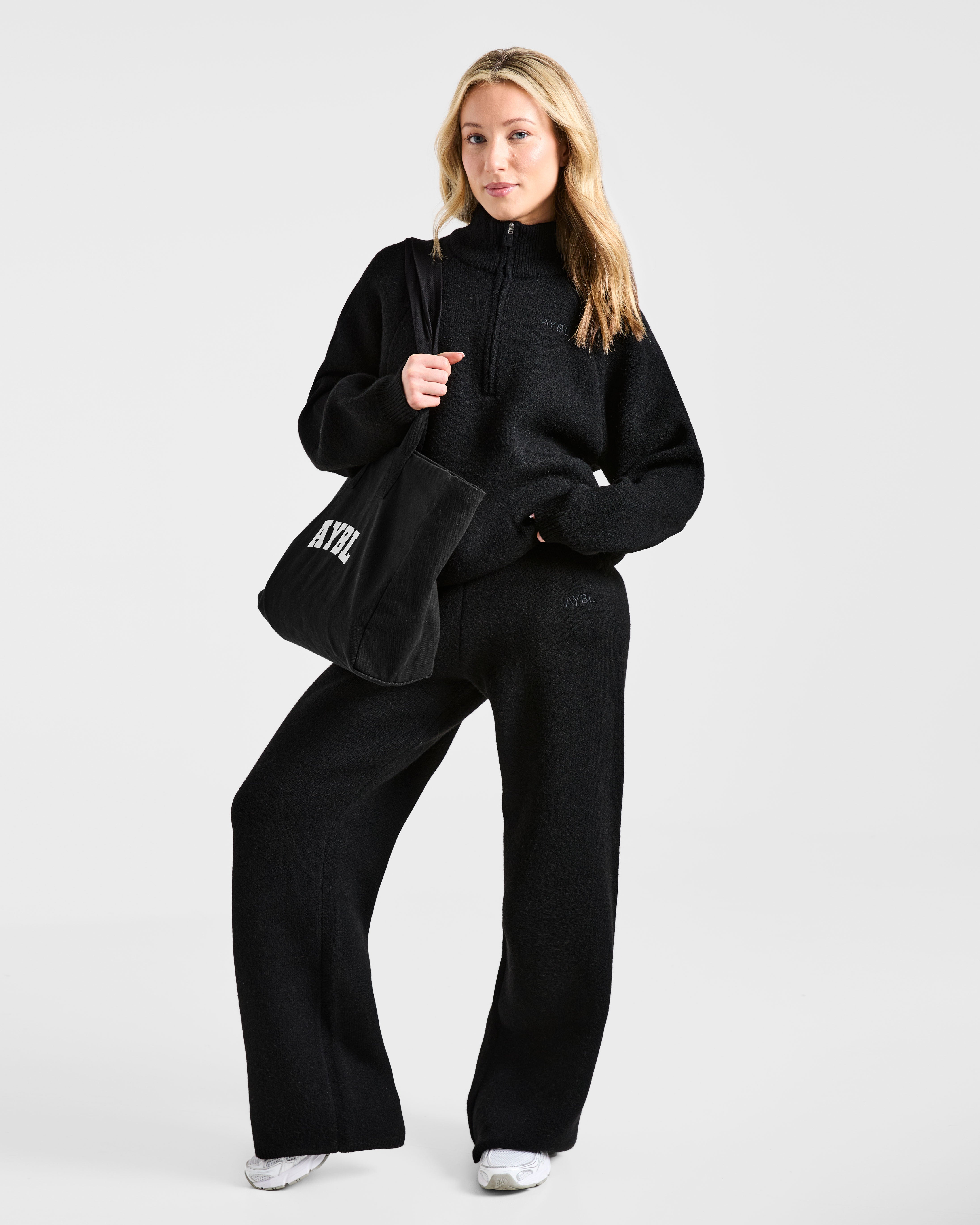 Soft Oversized Knitted 1/4 Zip - Noir