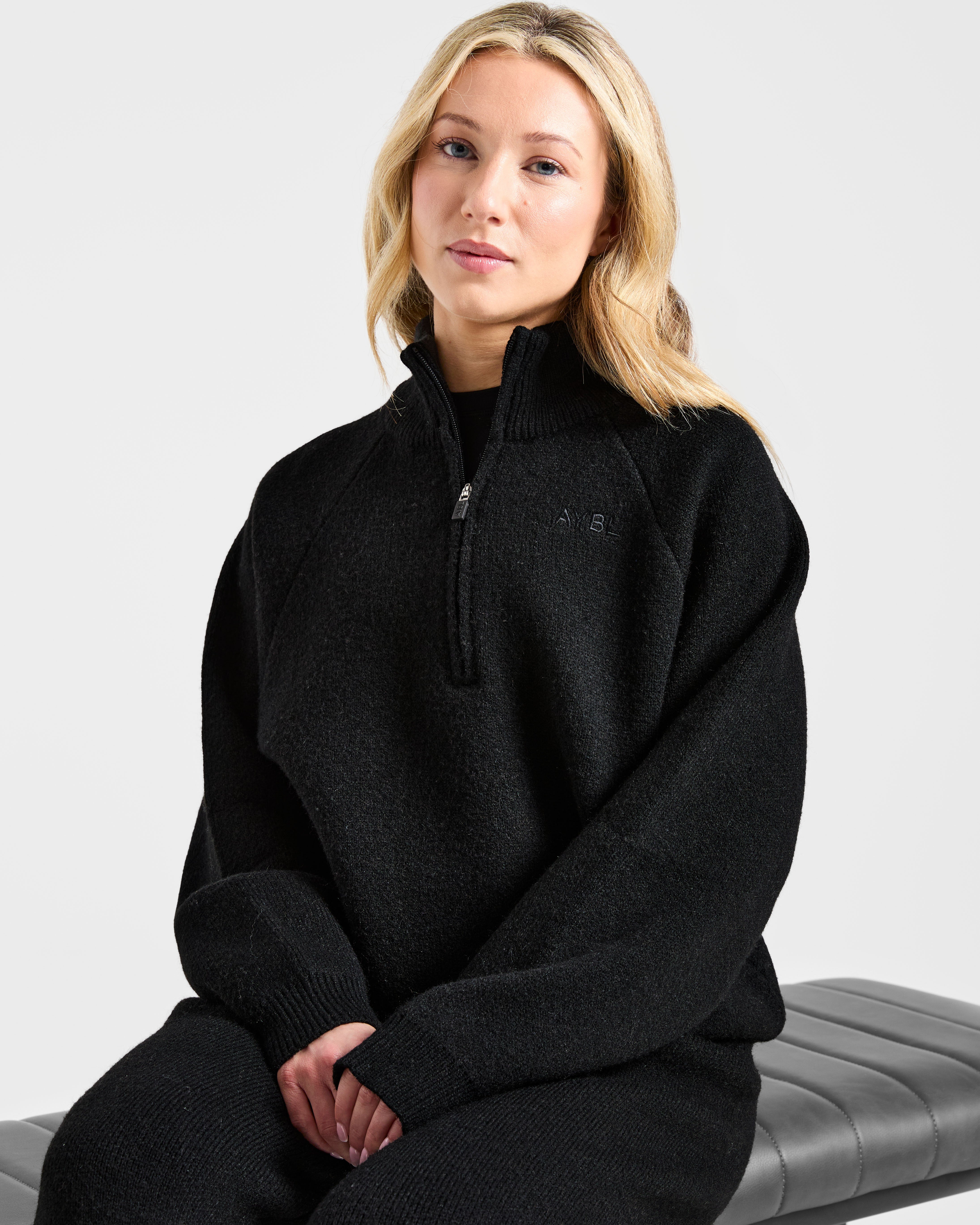 Soft Oversized Knitted 1/4 Zip - Noir