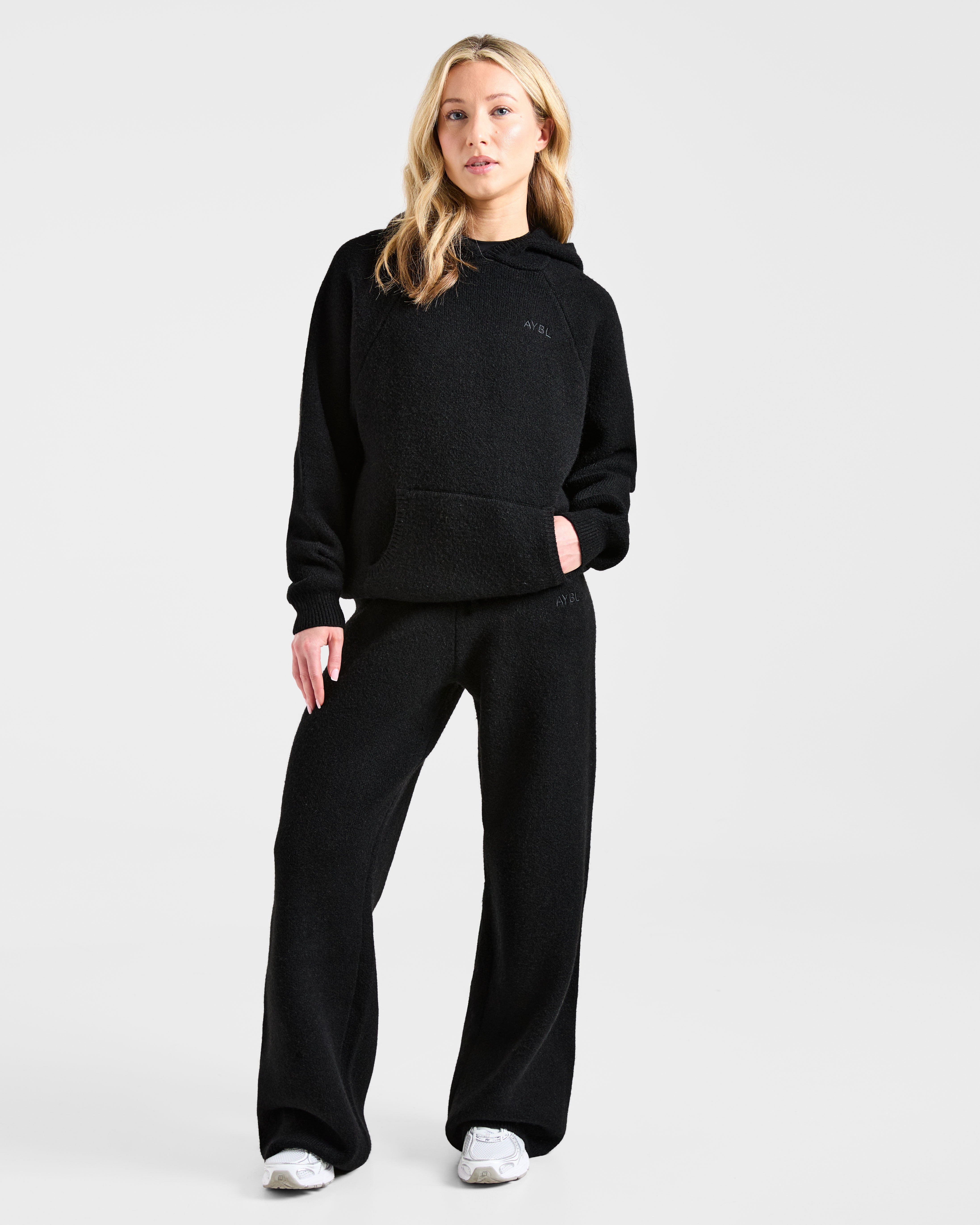 Soft Oversized Knitted Hoodie - Noir