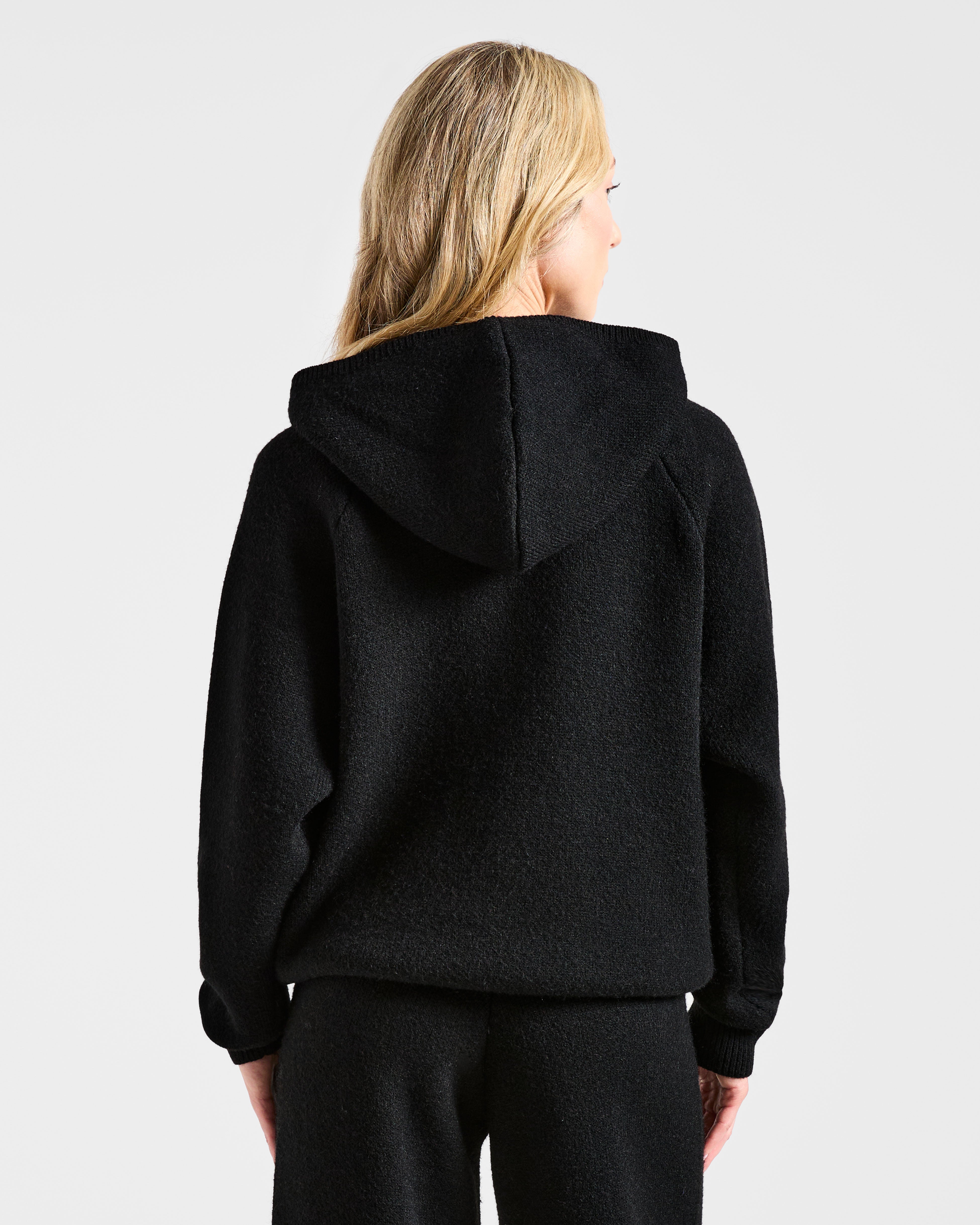Soft Oversized Knitted Hoodie - Noir