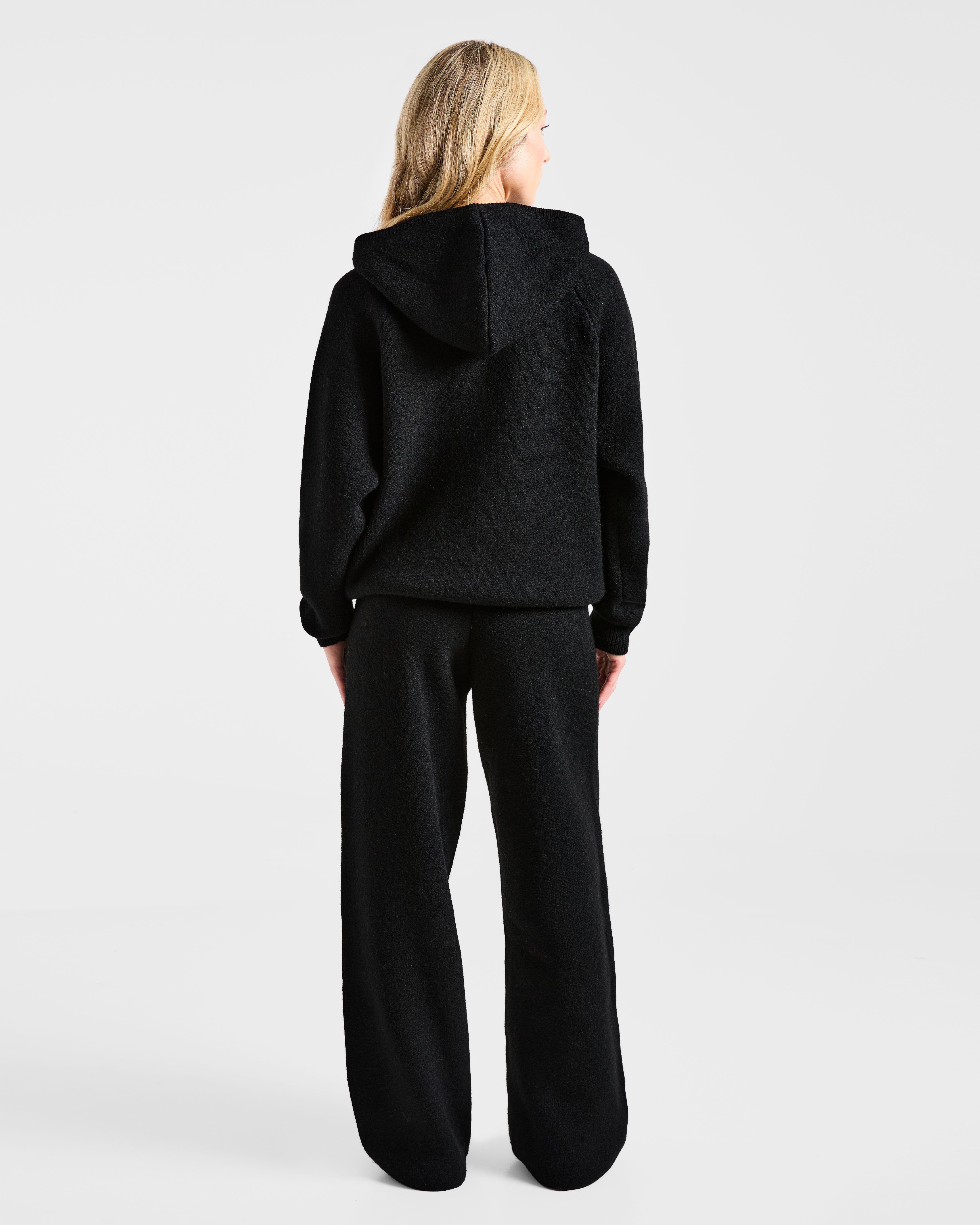 Soft Oversized Knitted Hoodie - Noir