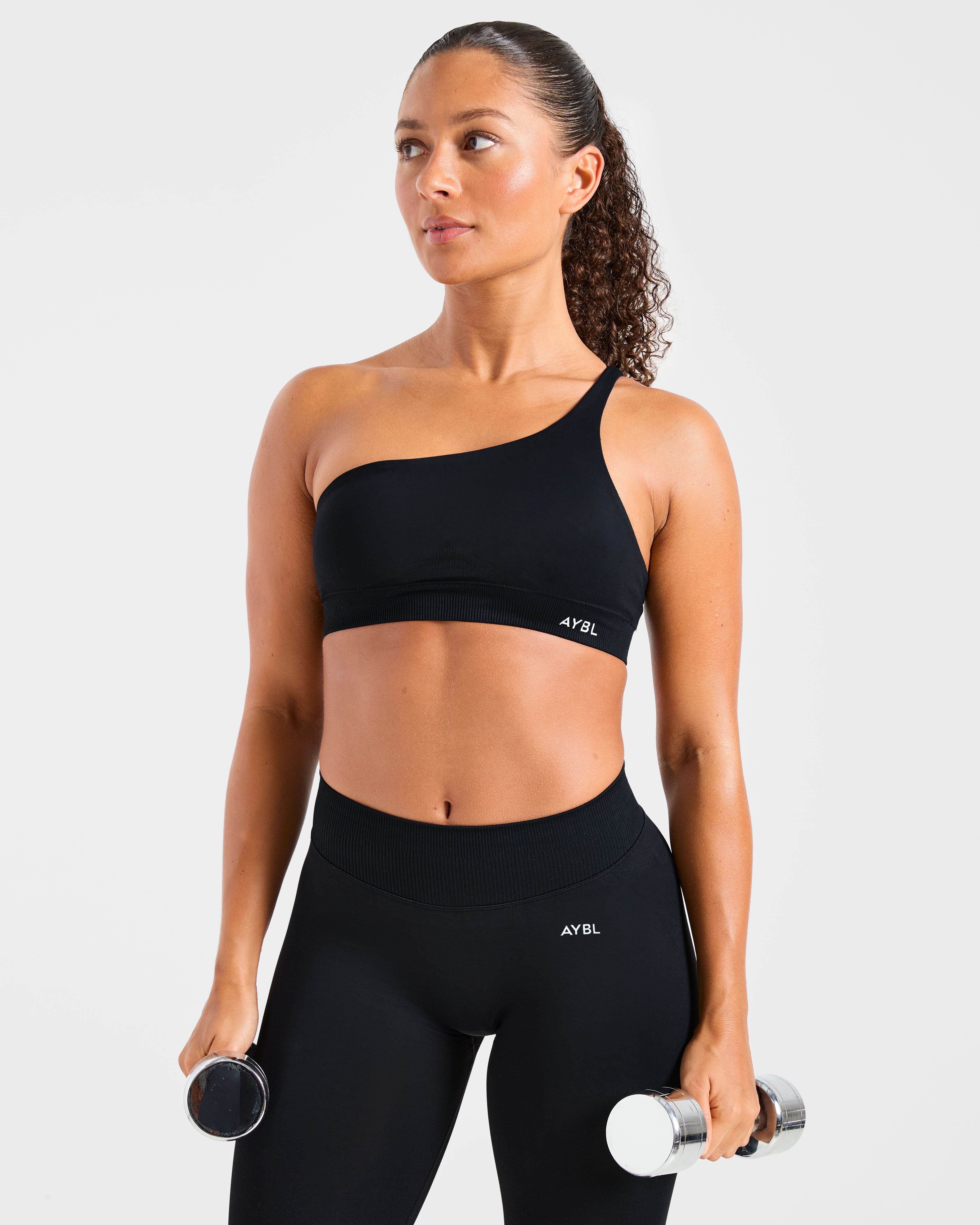 Enhance Seamless One Shoulder Sports Bra - Noir