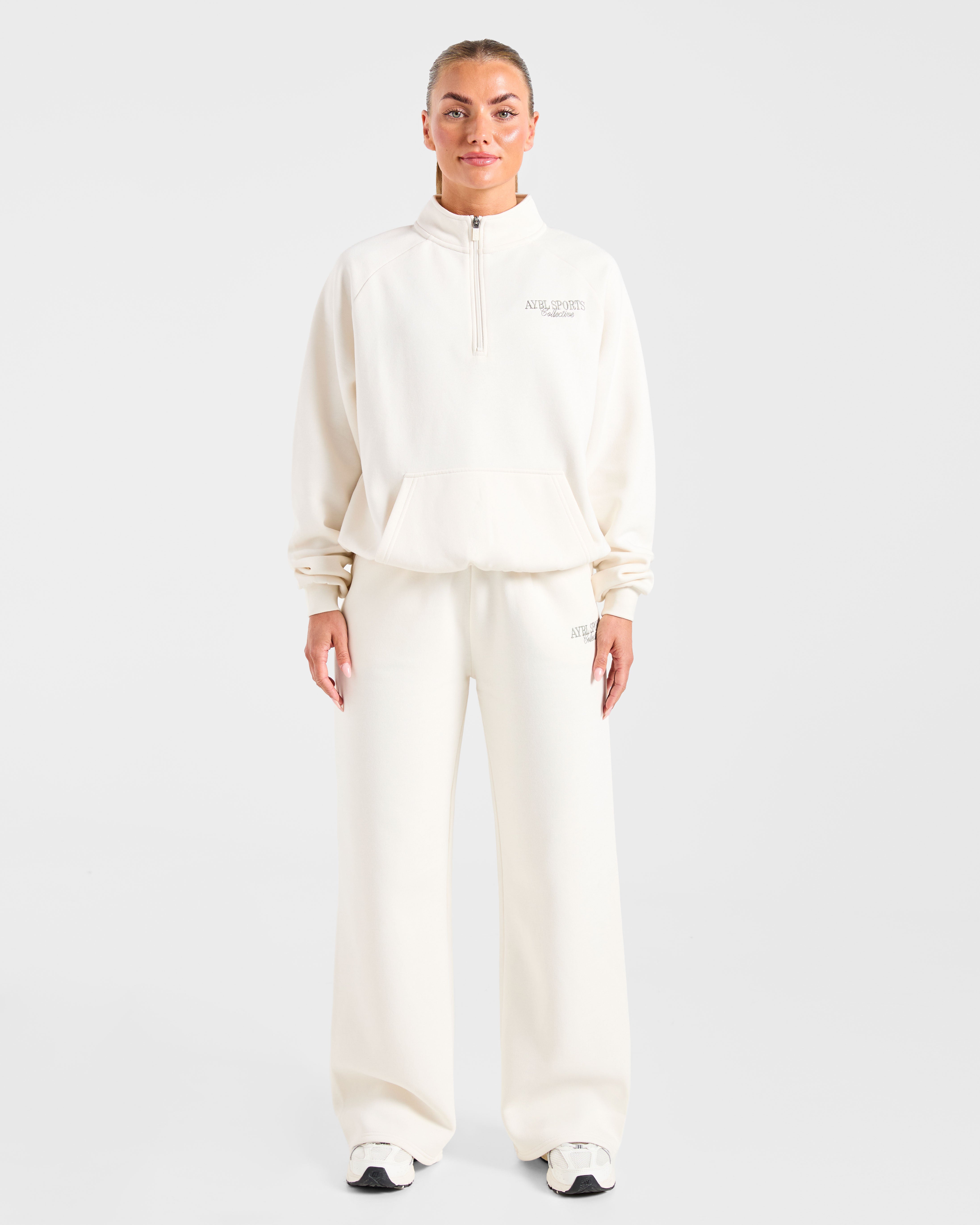 Sports Collective Oversized 1/4 Zip Pullover - Off Blanc/Vert