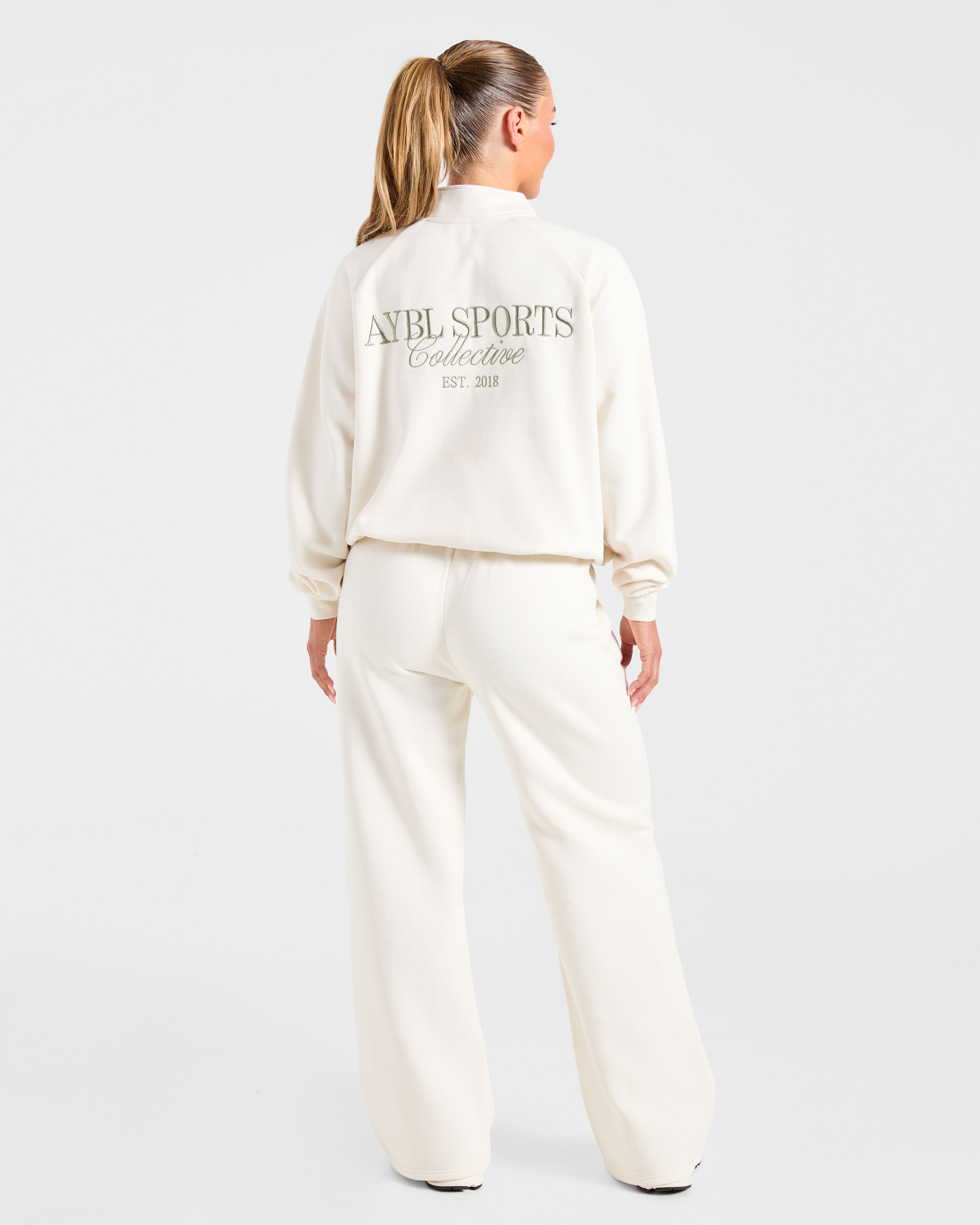 Sports Collective Oversized 1/4 Zip Pullover - Off Blanc/Vert