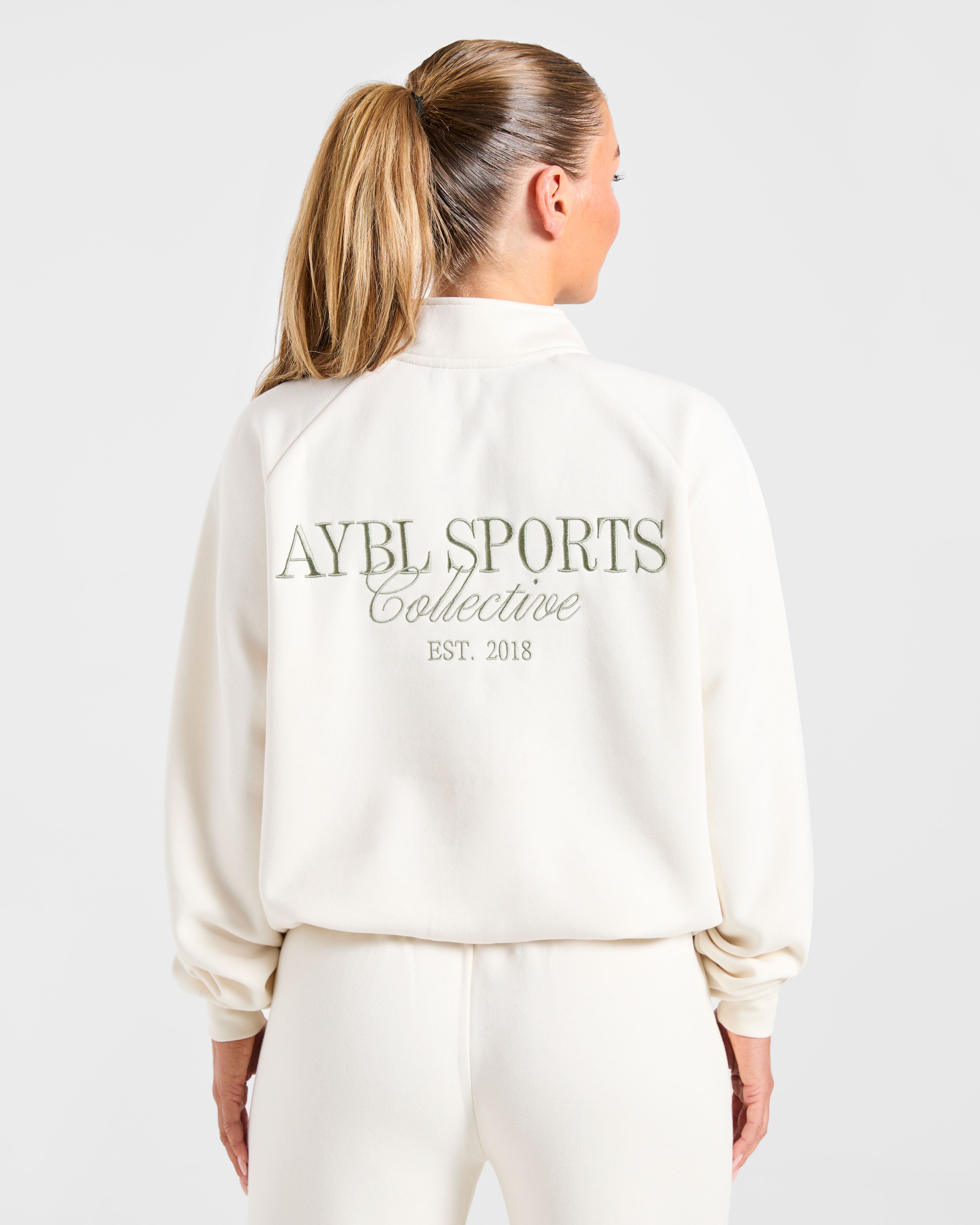 Sports Collective Oversized 1/4 Zip Pullover - Off Blanc/Vert