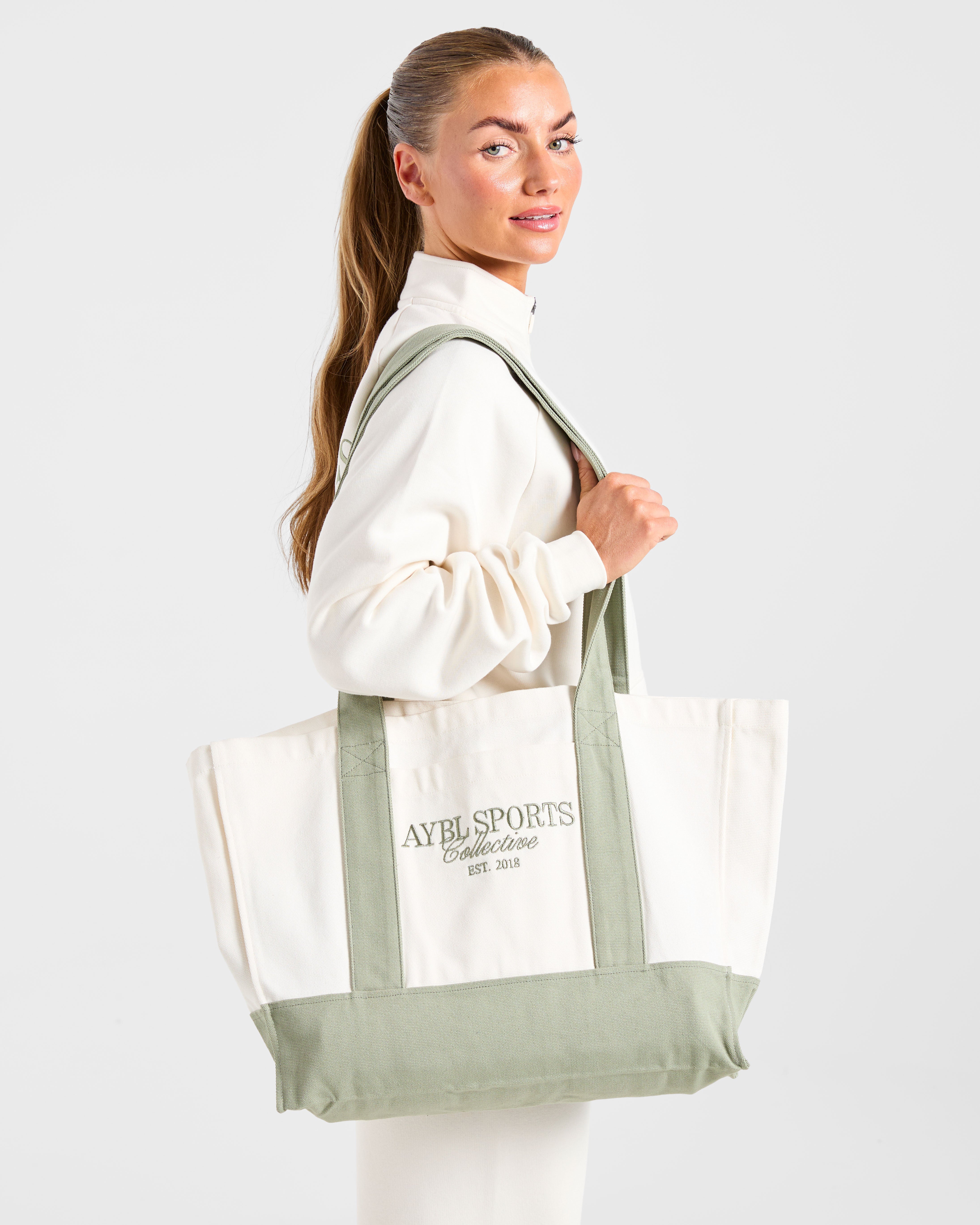 Sports Collective Tote Bag - Off Blanc/Vert