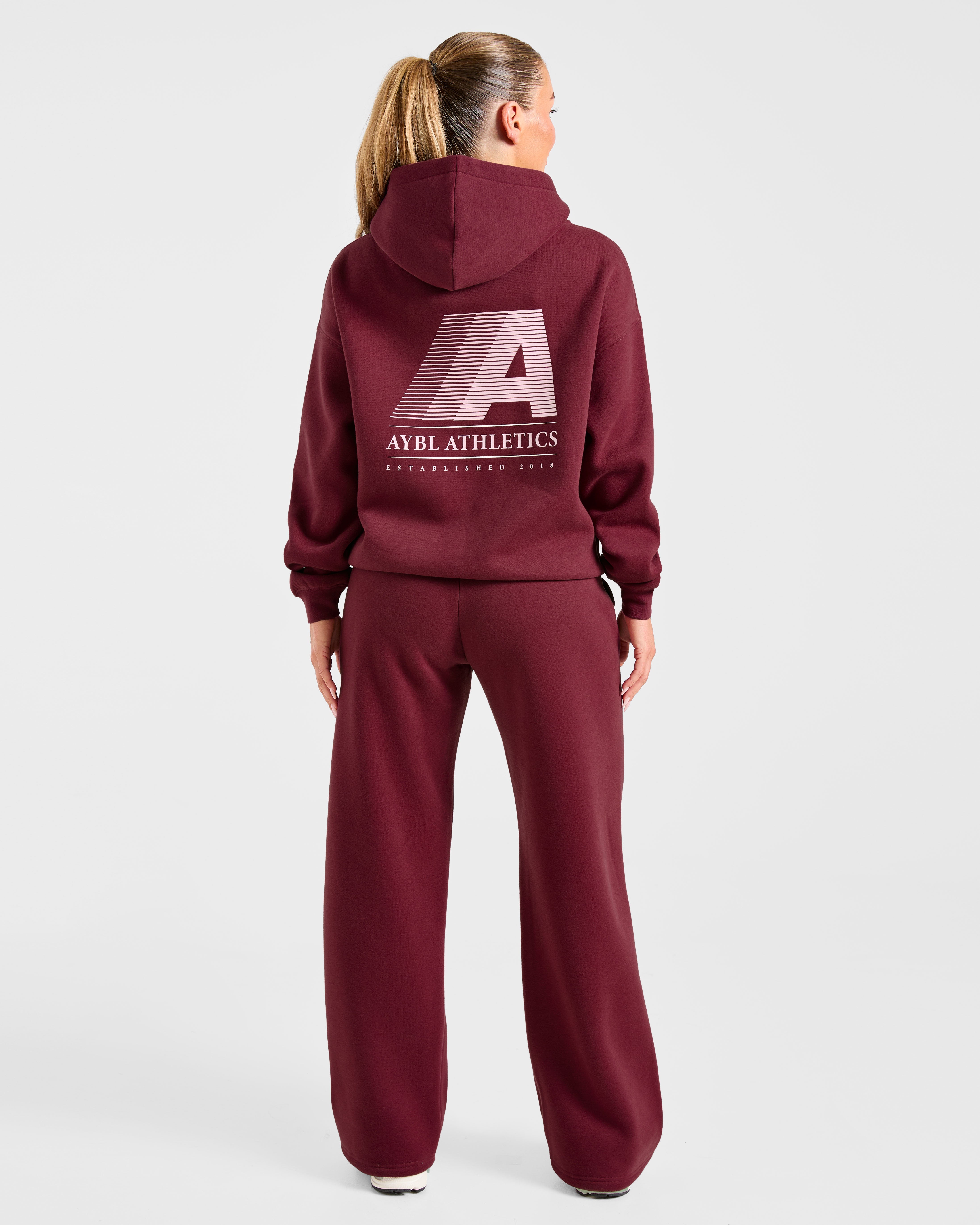 Retro Athletics Oversized Straight Leg Joggers - Deep Raspberry/Rose