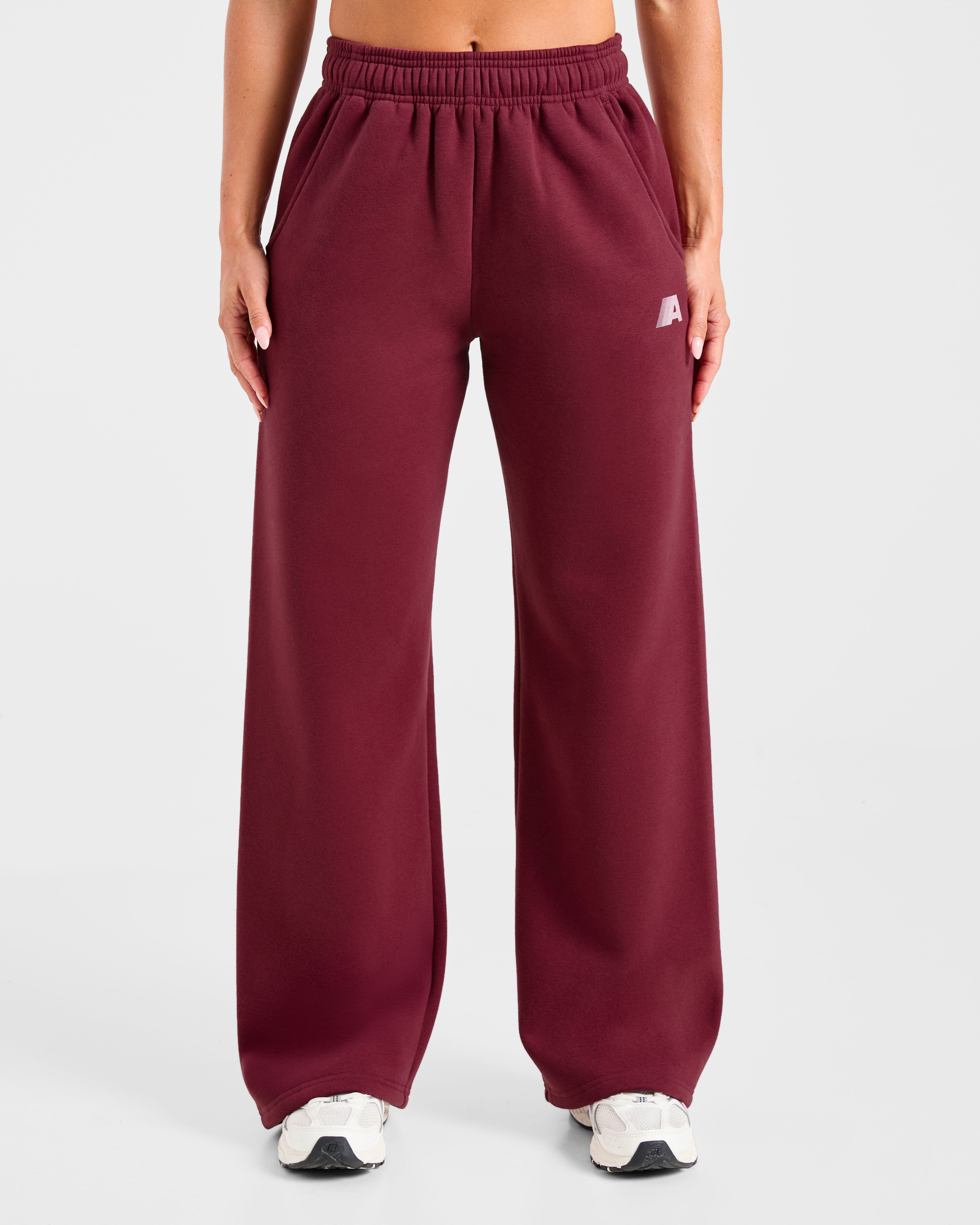 Retro Athletics Oversized Straight Leg Joggers - Deep Raspberry/Rose
