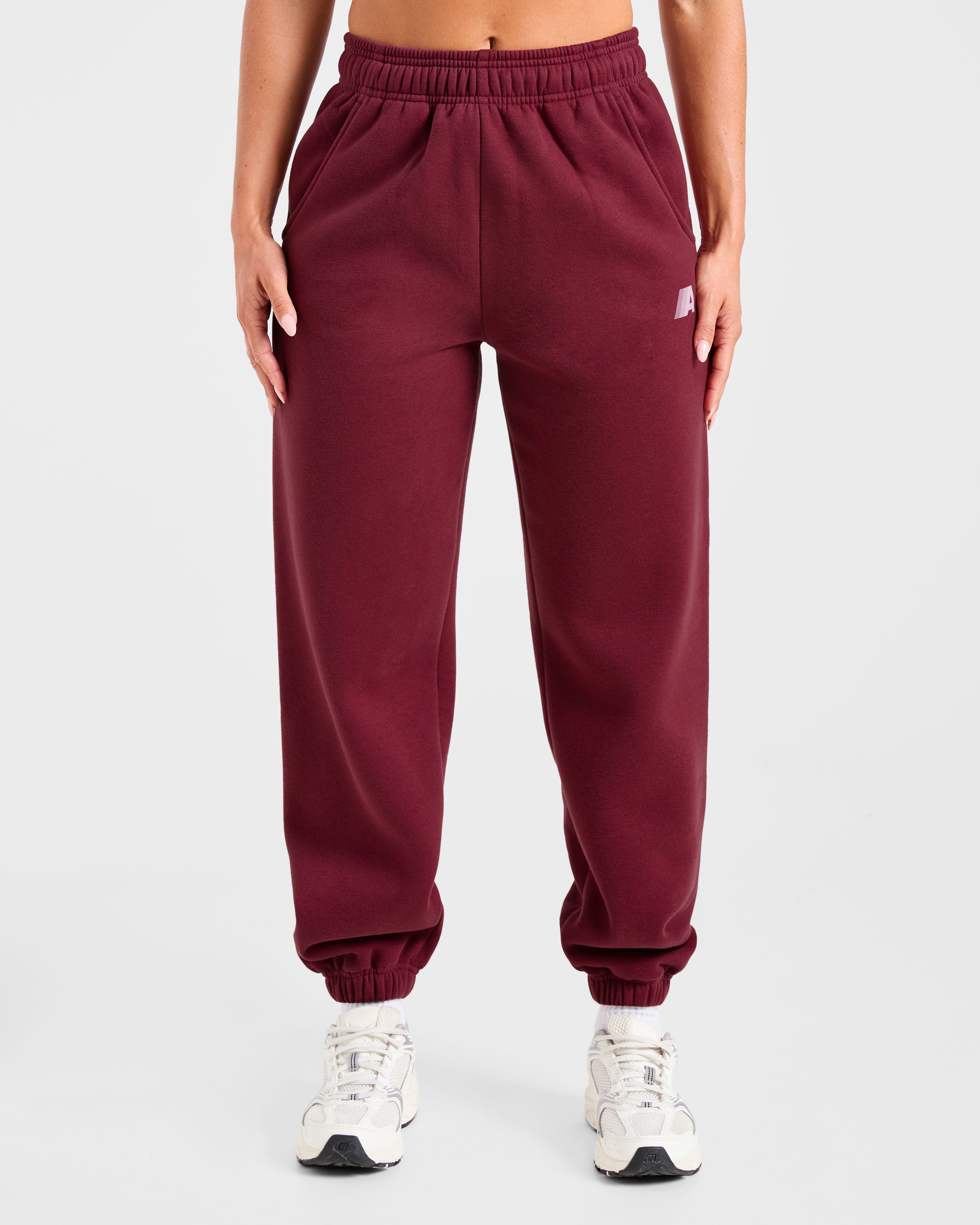 Retro Athletics Oversized Joggers - Deep Raspberry/Rose