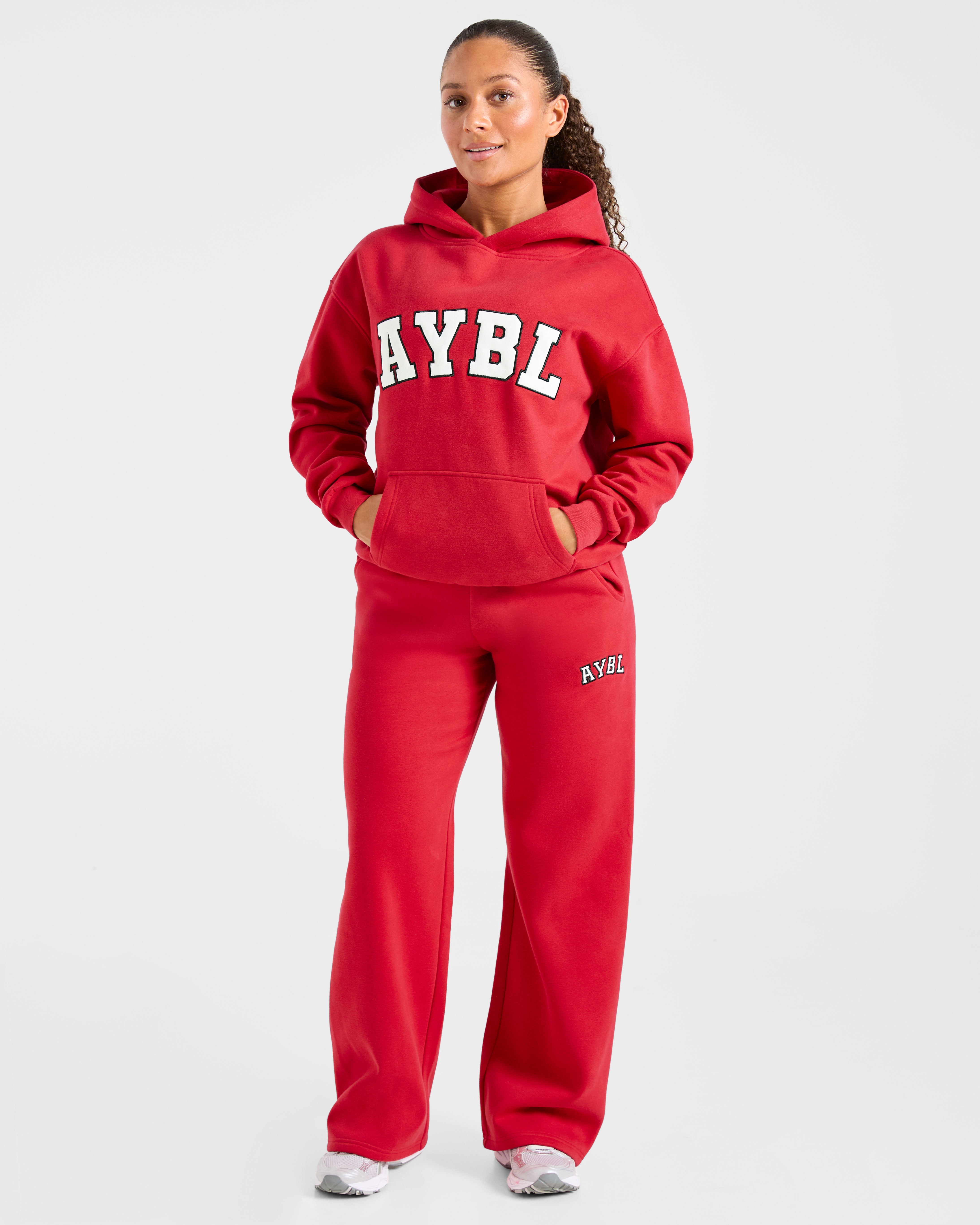 Varsity 2.0 Oversized Straight Leg Joggers - Rouge