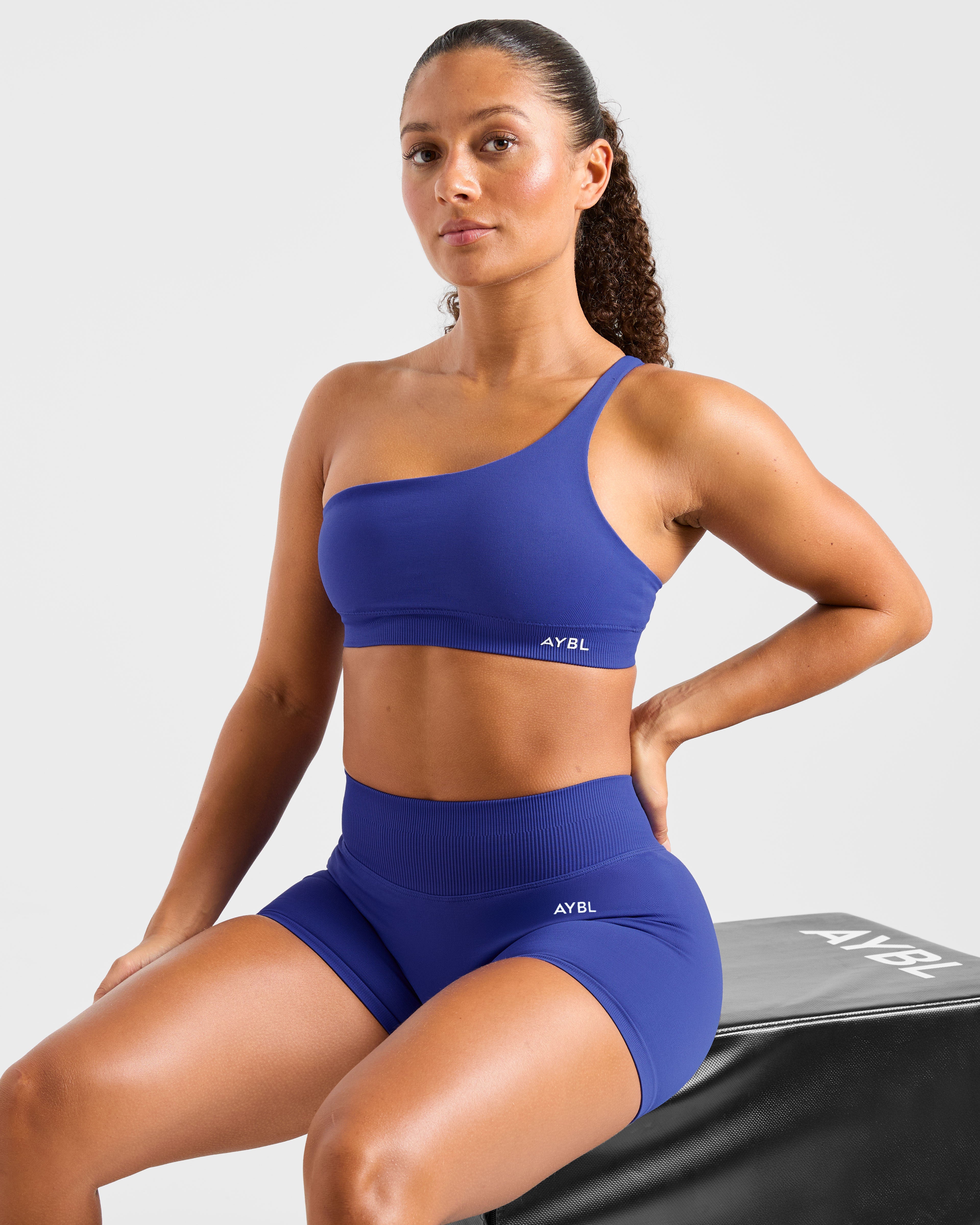 Enhance Seamless One Shoulder Sports Bra - Cobalt Bleu