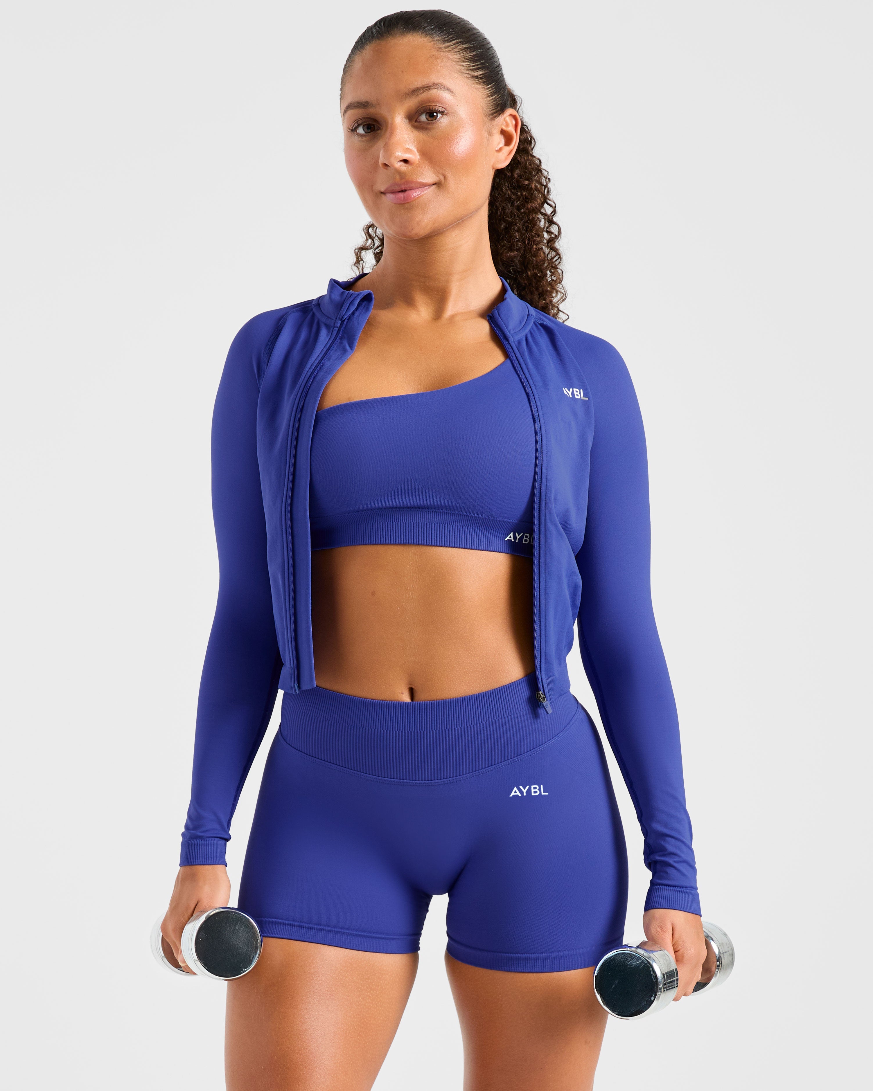 Enhance Seamless One Shoulder Sports Bra - Cobalt Bleu