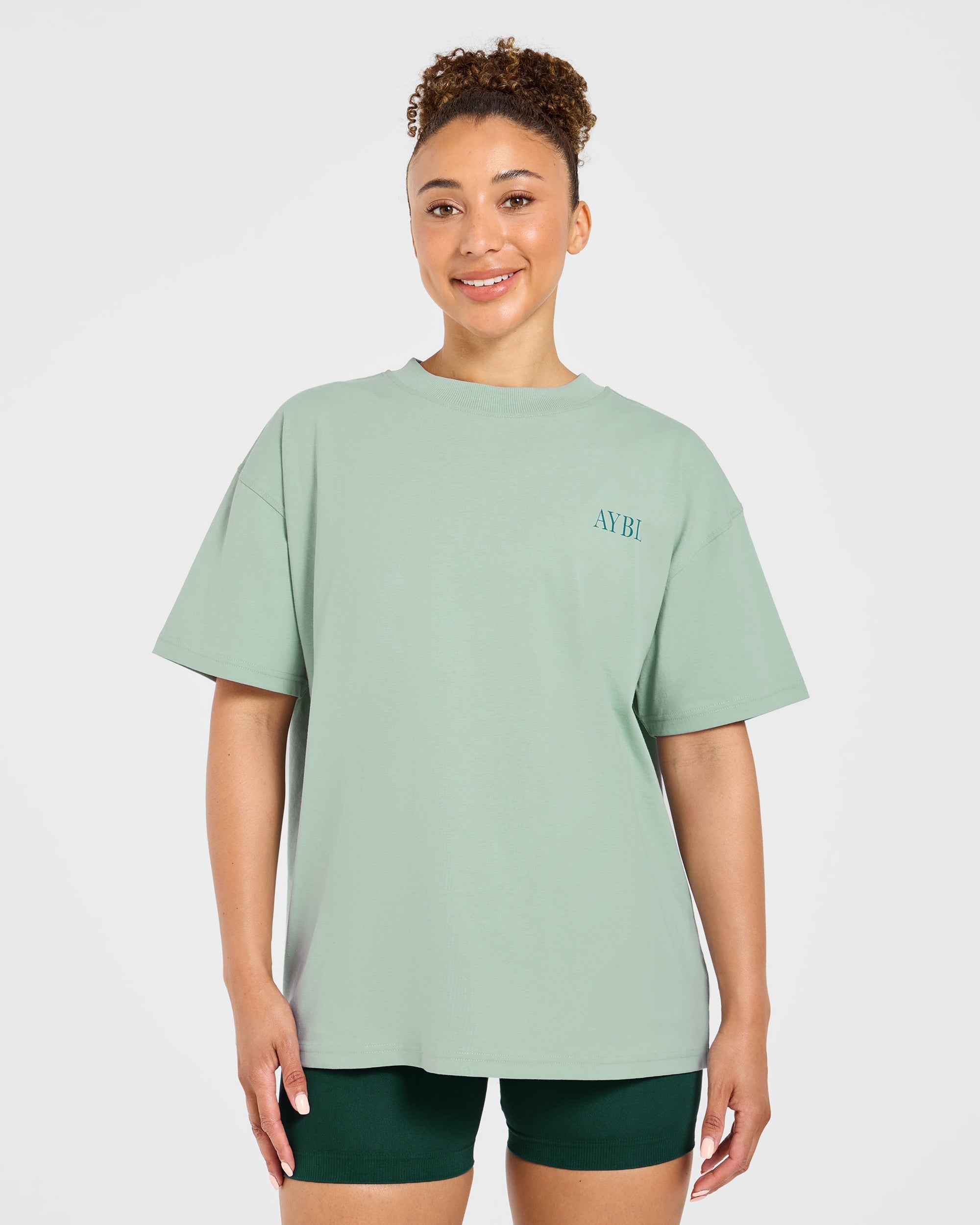 AYBL Strength Club Oversized T Shirt - Dark Sage