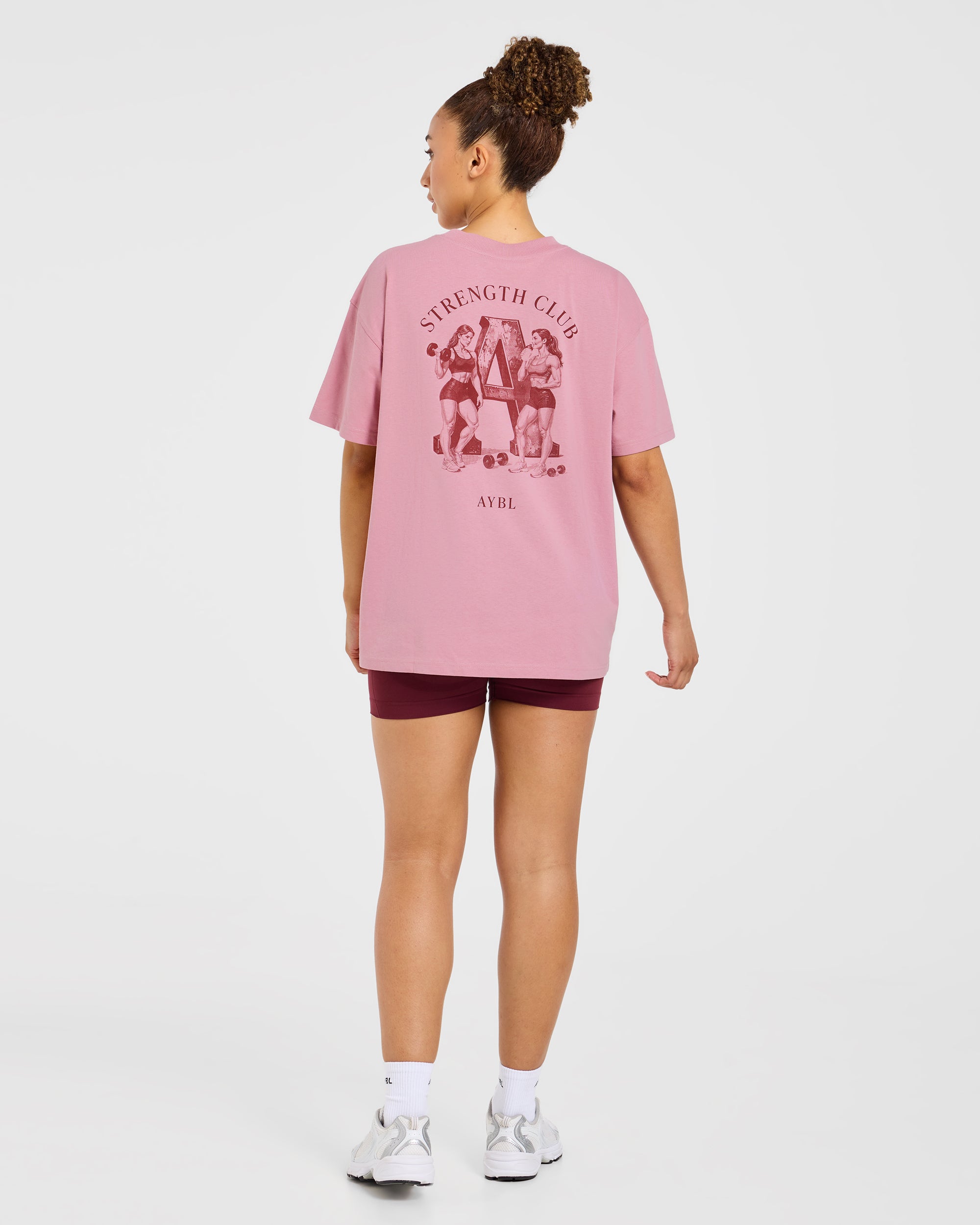 AYBL Strength Club Oversized T Shirt - Dusty Rose