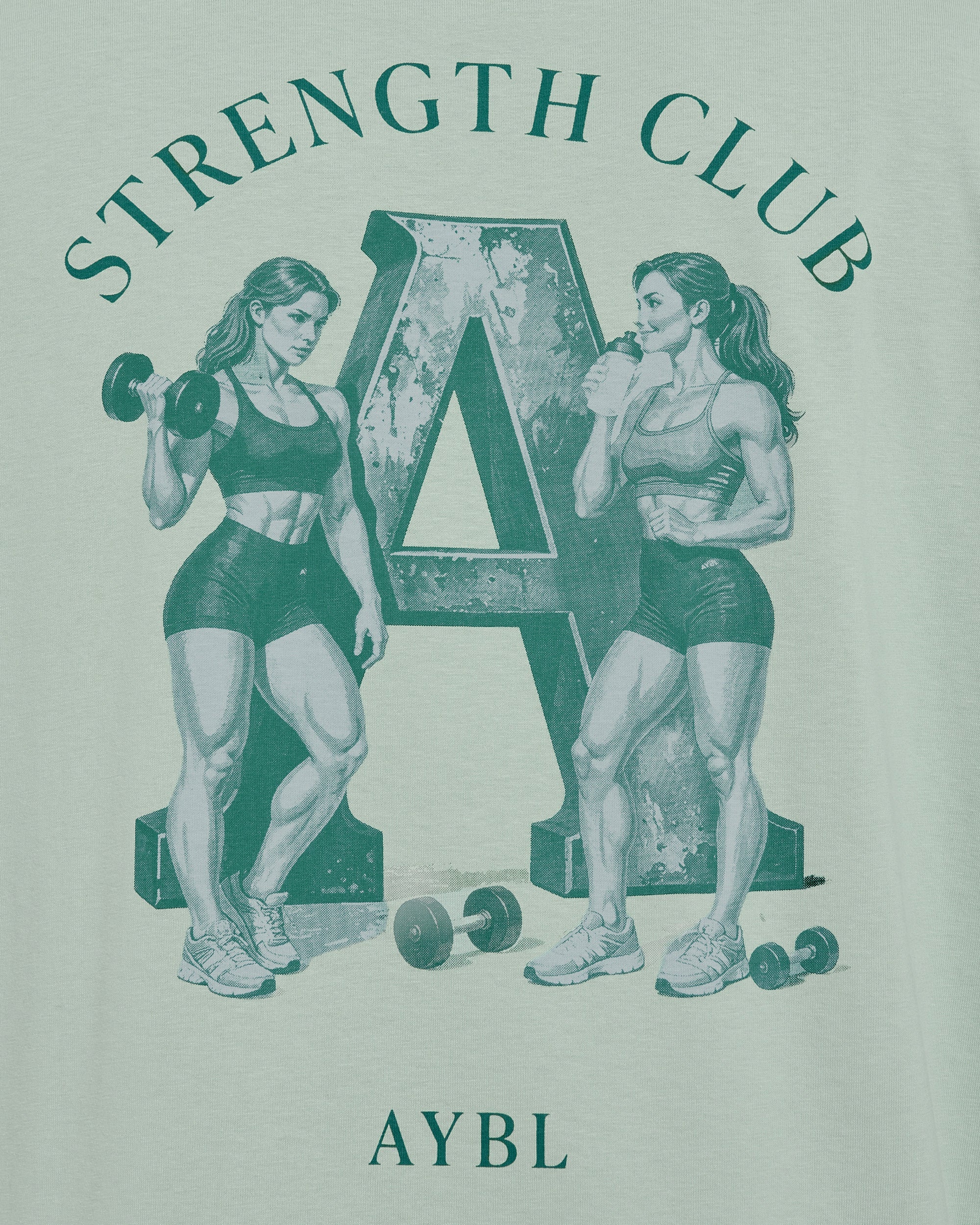 AYBL Strength Club Oversized T Shirt - Dark Sage