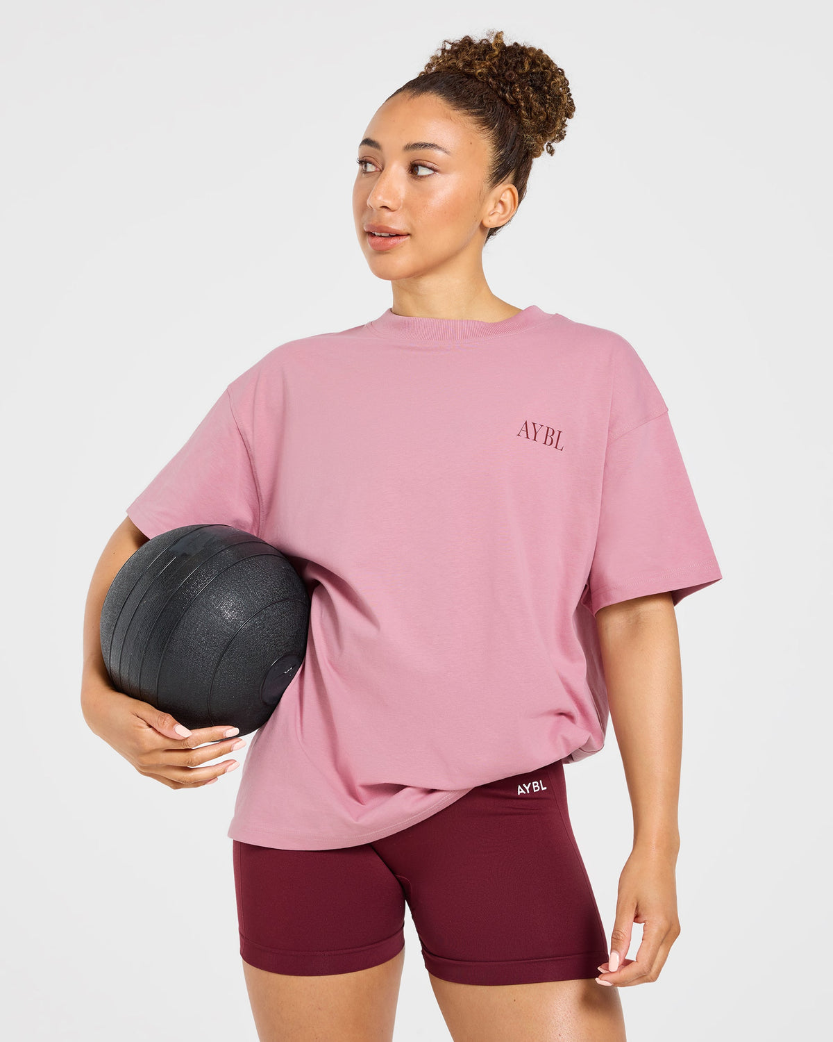 AYBL Strength Club Oversized T Shirt - Dusty Rose