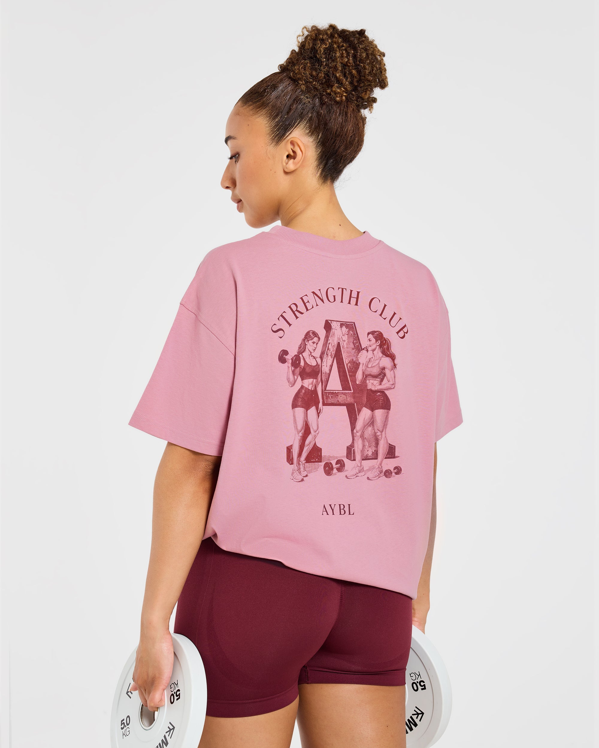 AYBL Strength Club Oversized T Shirt - Dusty Rose