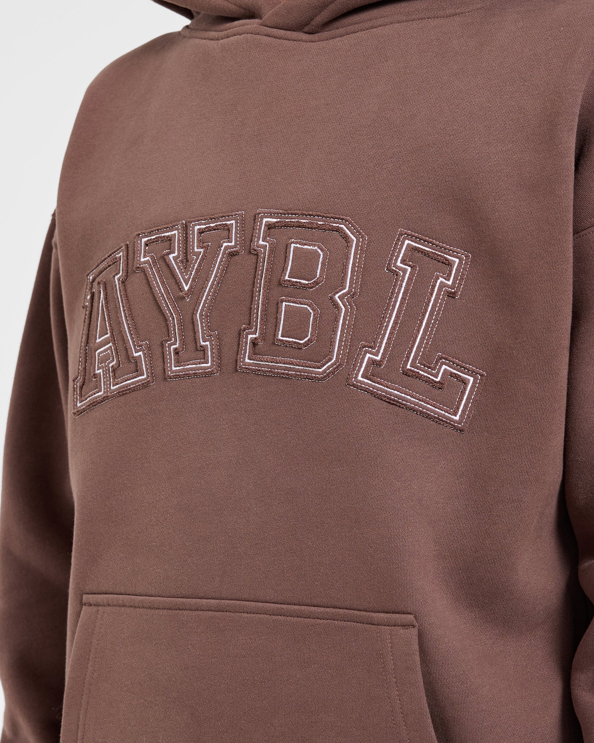 Varsity Applique Oversized Hoodie - Marron