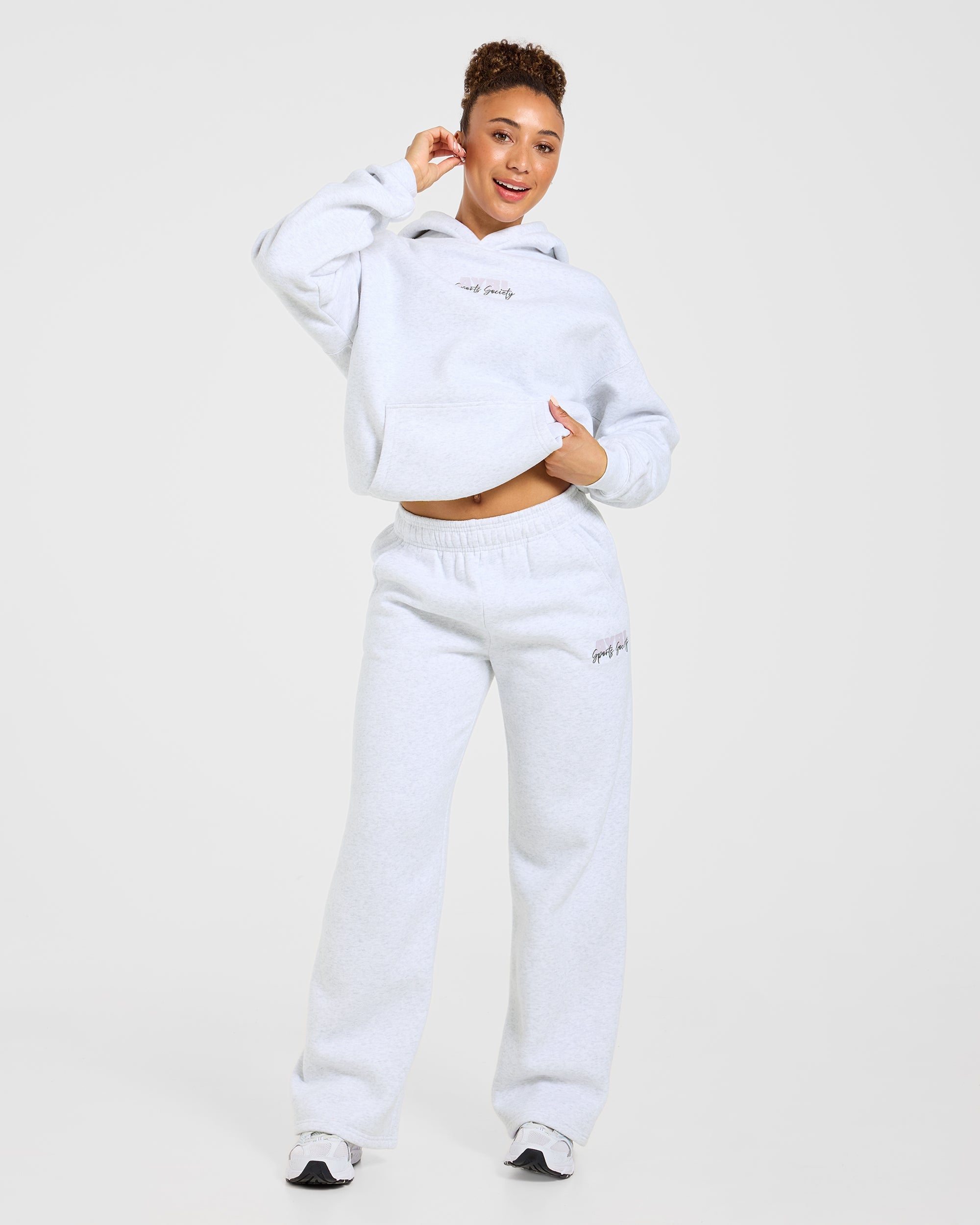Sports Society Oversized Straight Leg Joggers - Heather Gris