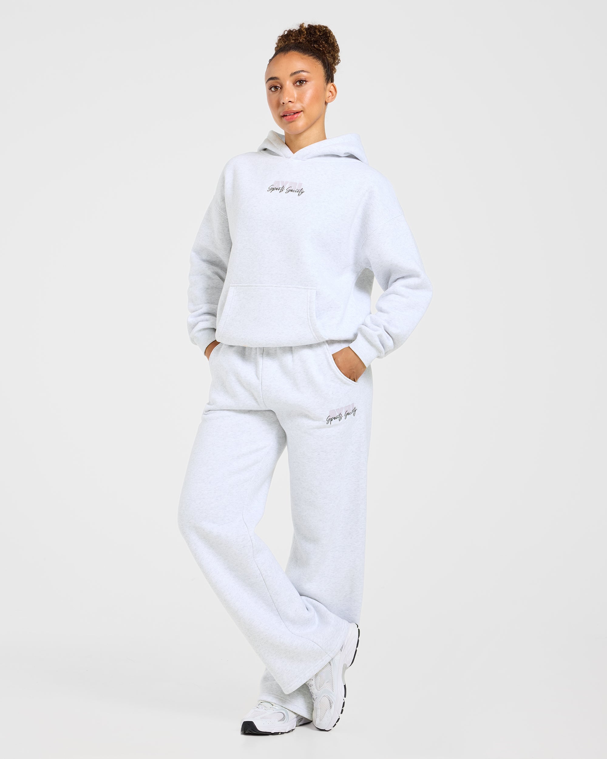 Sports Society Oversized Straight Leg Joggers - Heather Gris