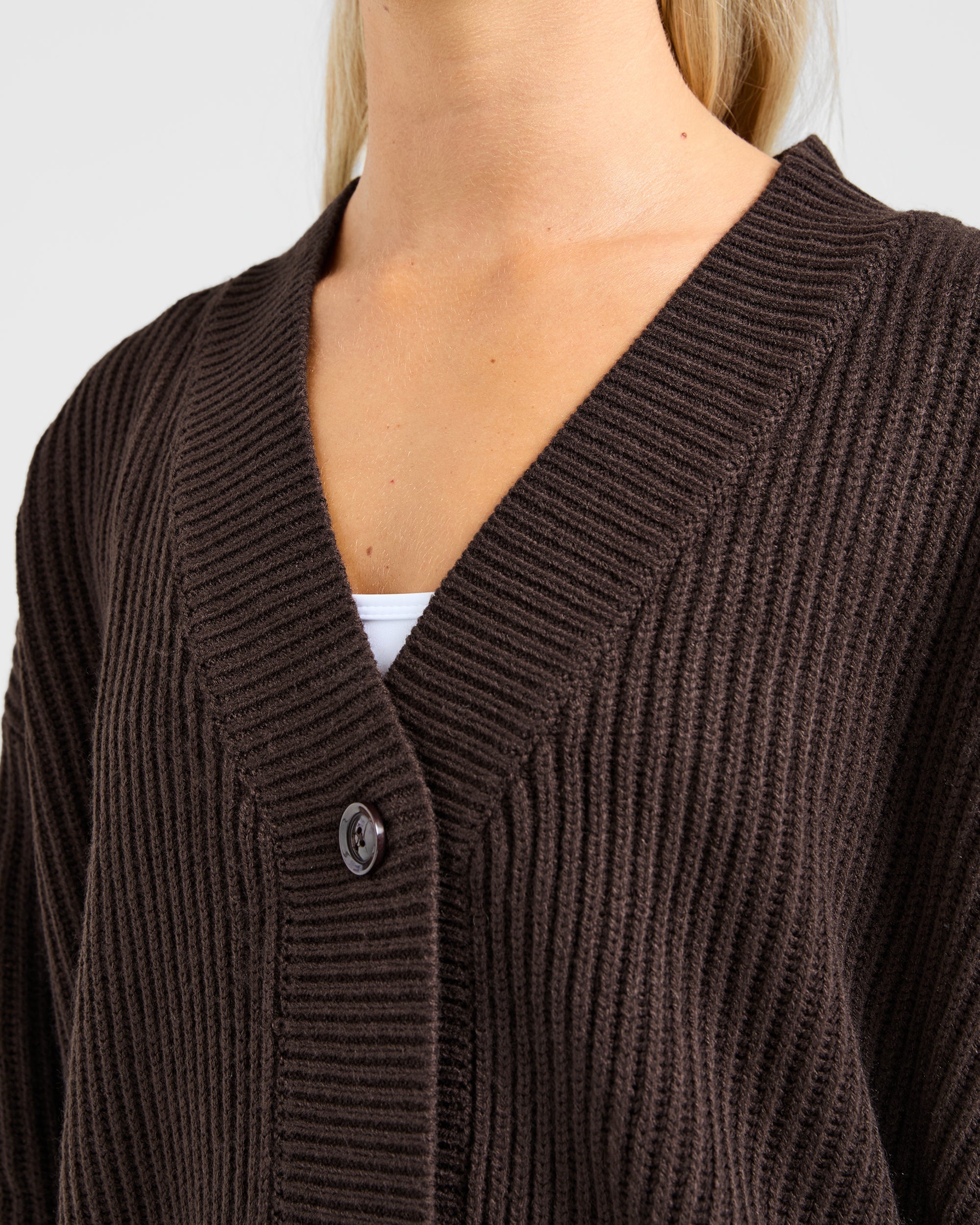 Lounge Oversized Knit Cardigan - Deep Cocoa Brun