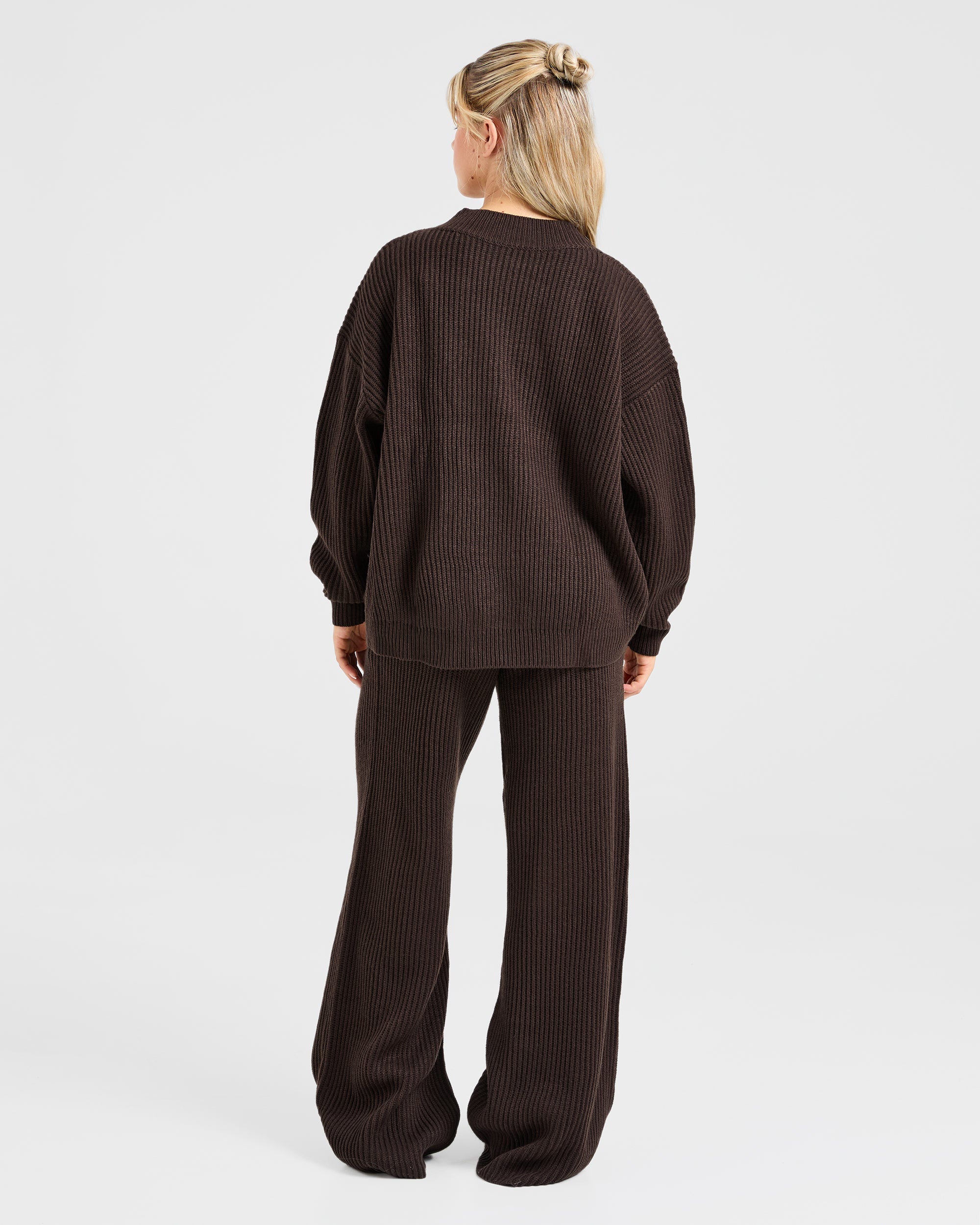 Lounge Oversized Knit Cardigan - Deep Cocoa Brun