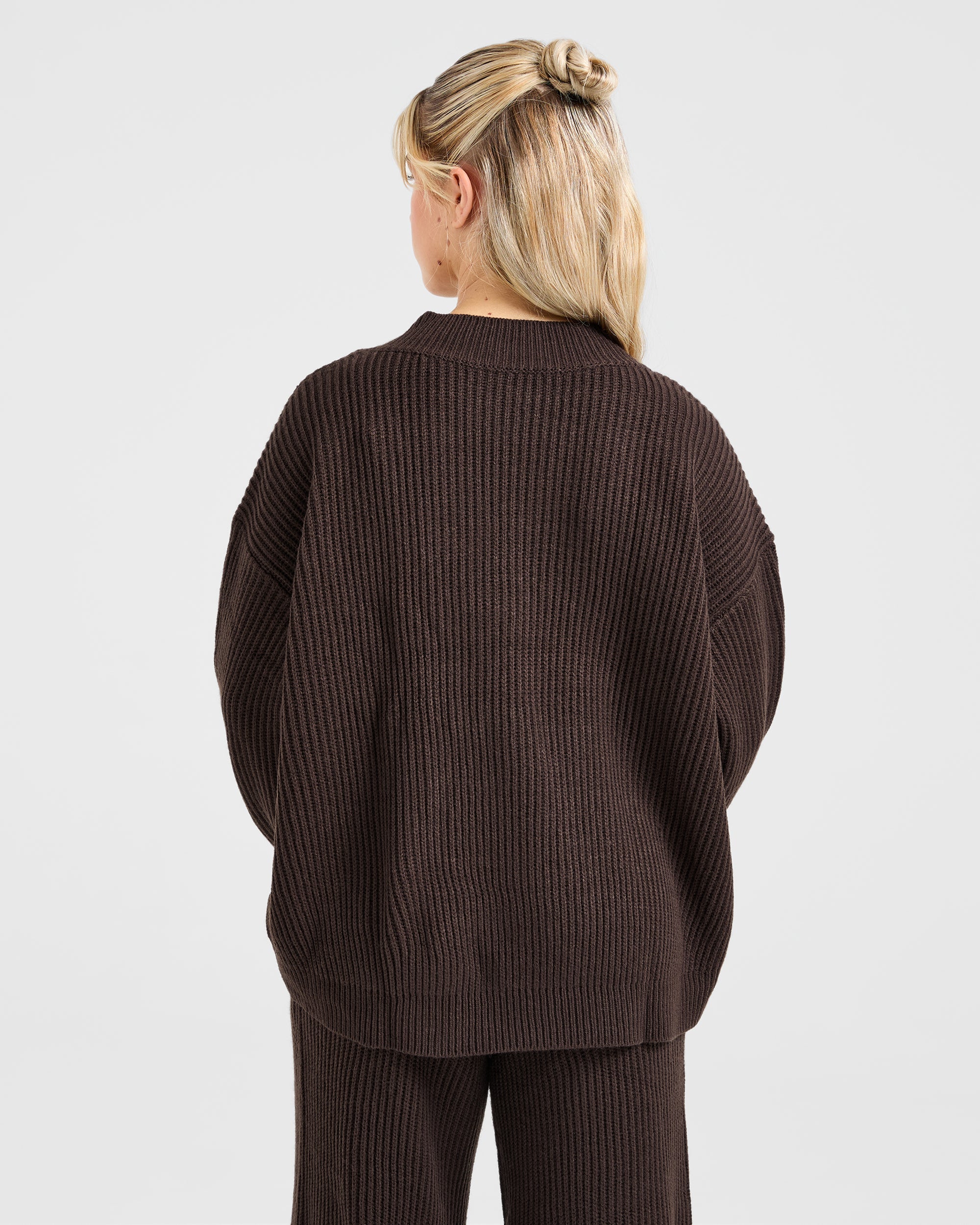 Lounge Oversized Knit Cardigan - Deep Cocoa Brun