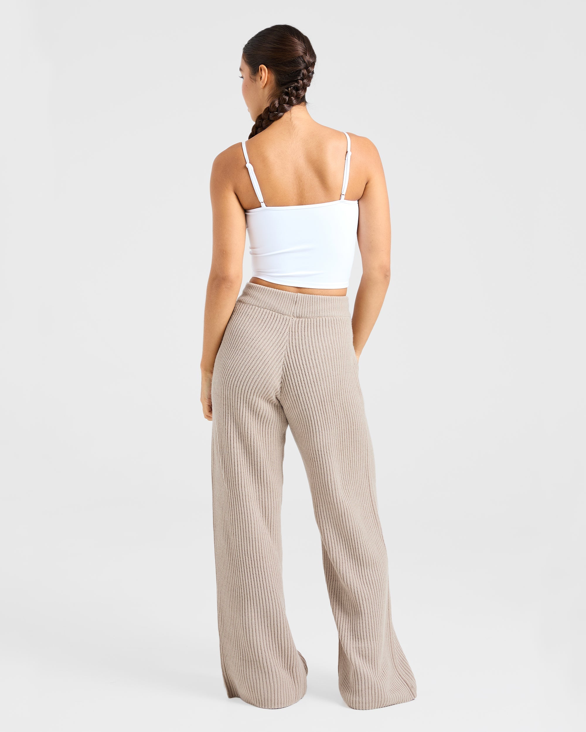 Lounge Oversized Knitted Straight Leg Joggers - Taupe Brun