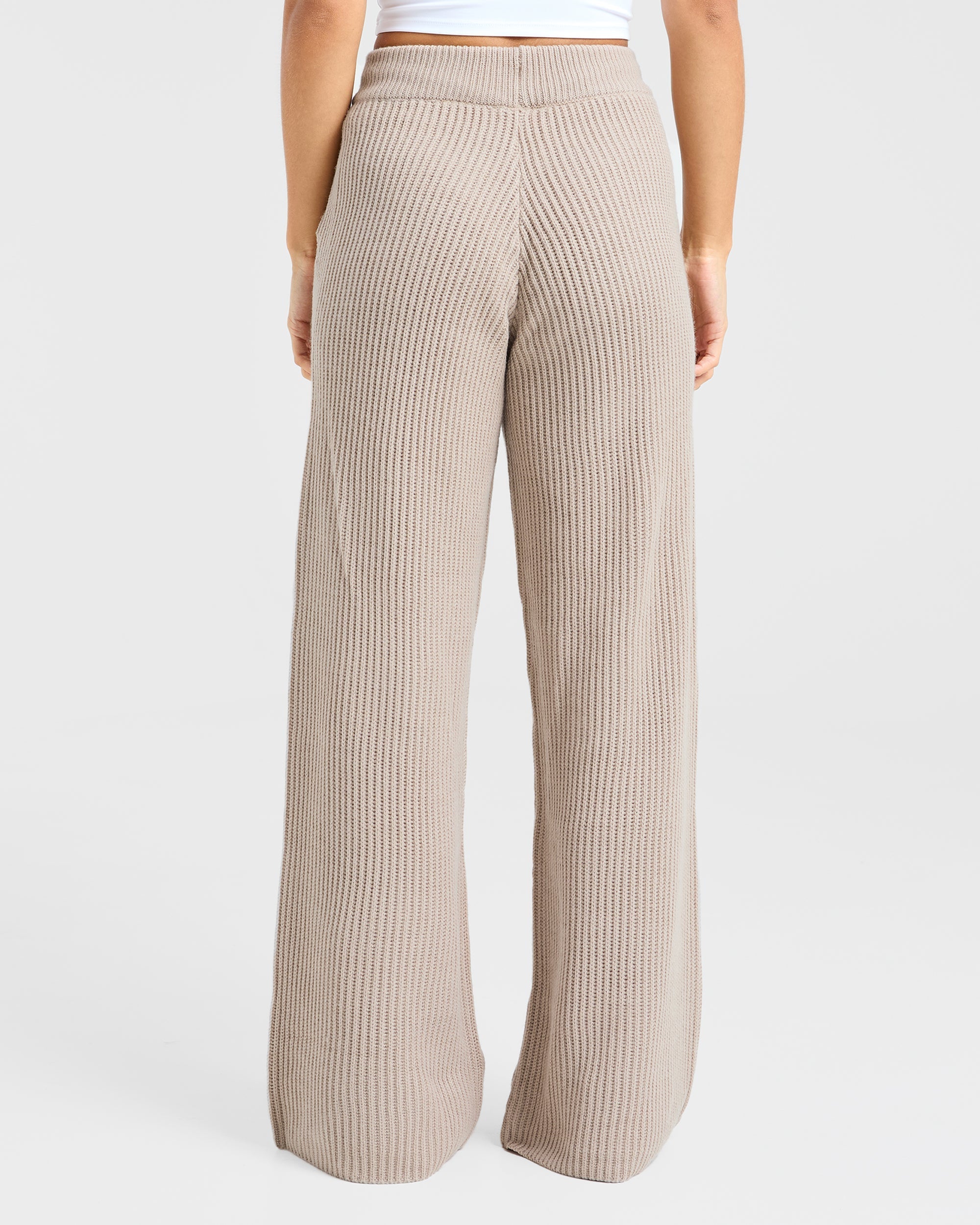 Lounge Oversized Knitted Straight Leg Joggers - Taupe Brun