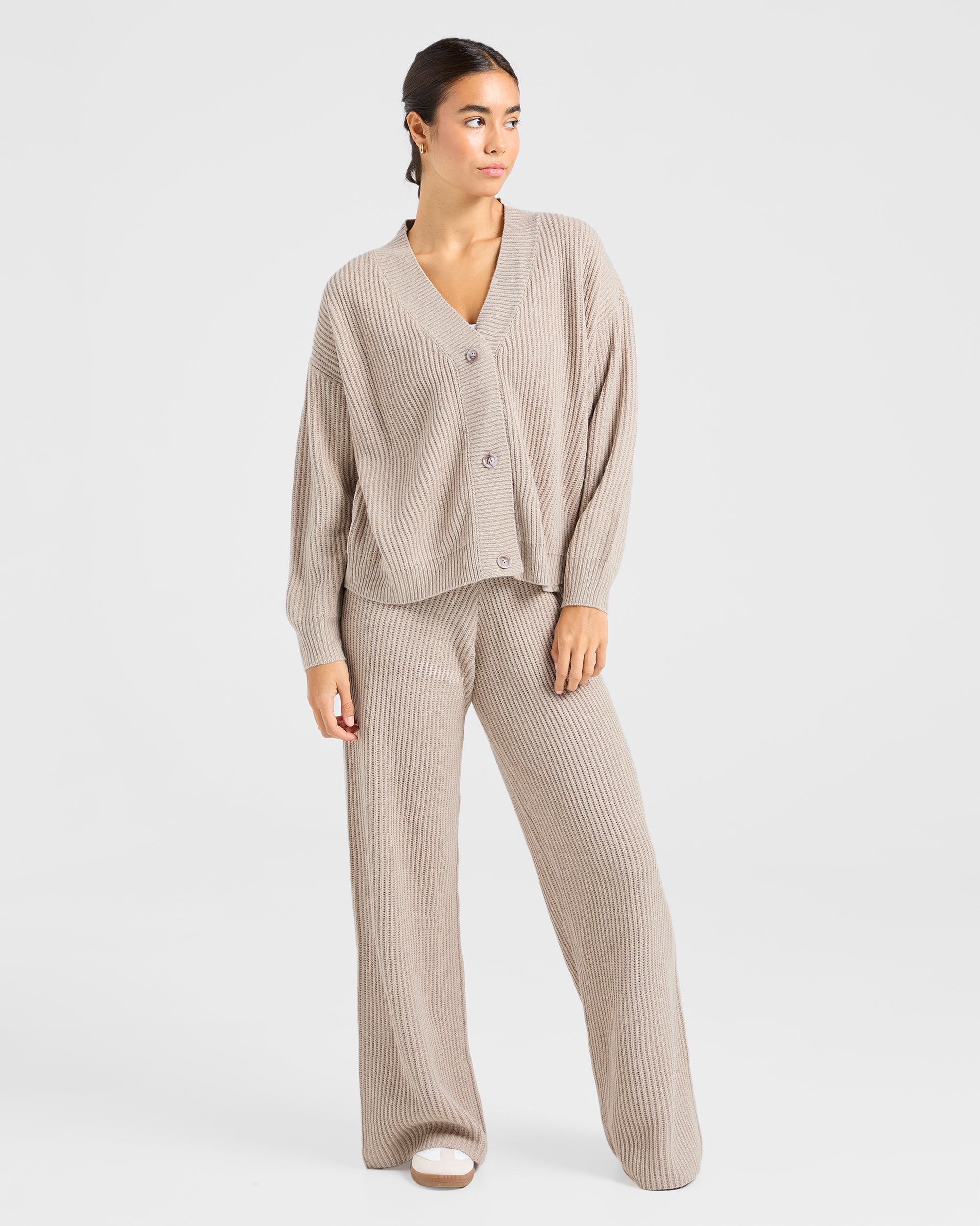 Lounge Oversized Knit Cardigan - Taupe Brun