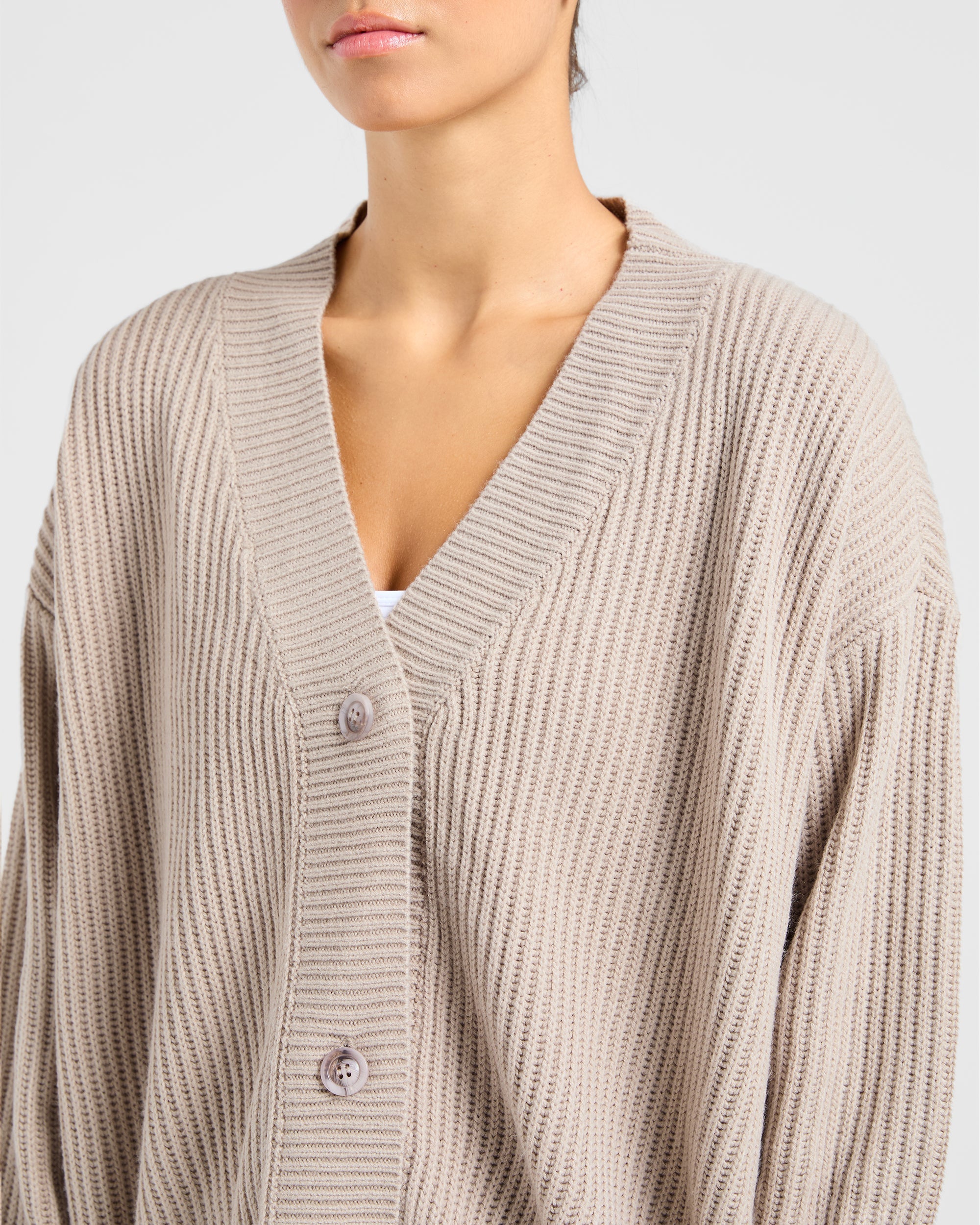 Lounge Oversized Knit Cardigan - Taupe Brun