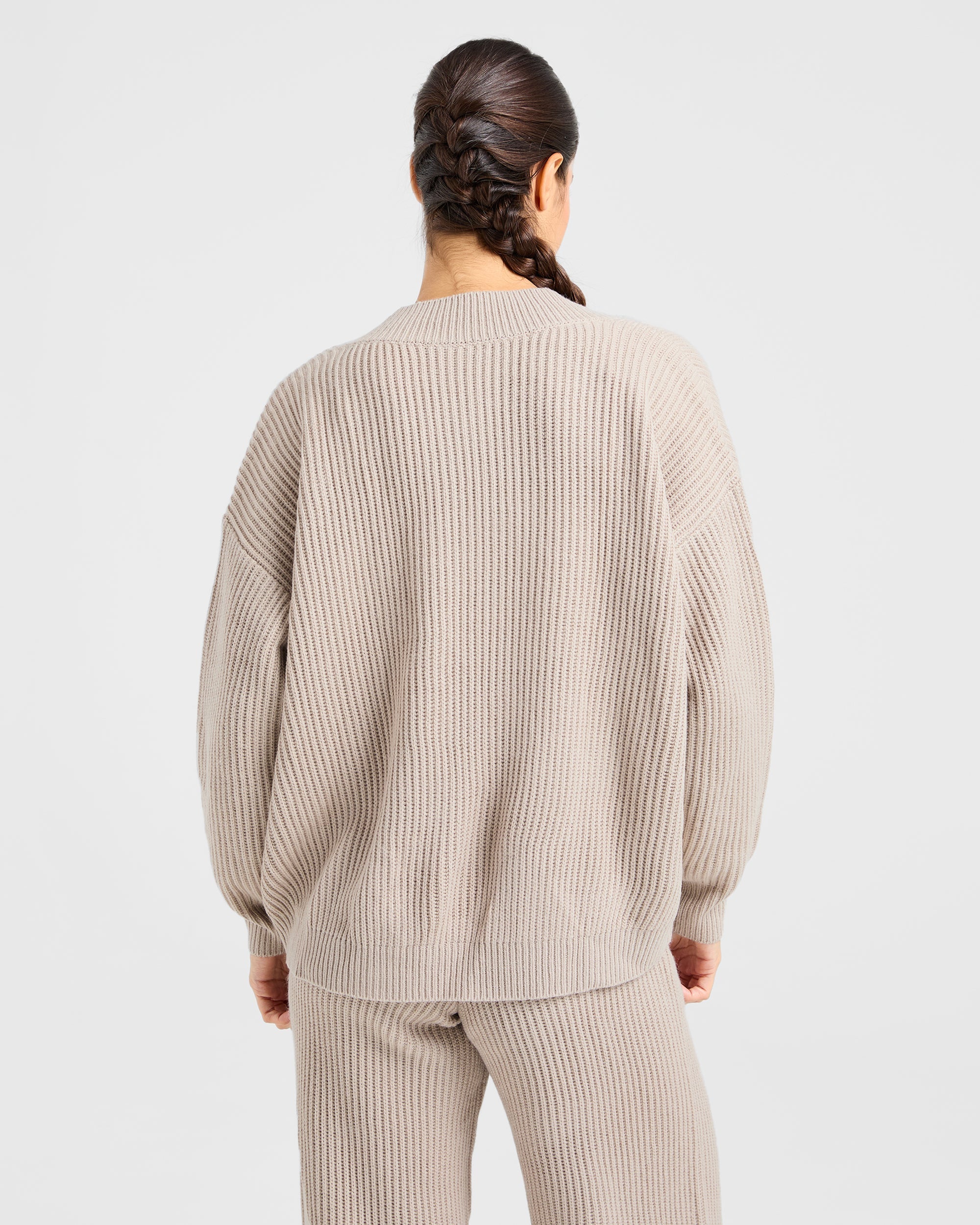 Lounge Oversized Knit Cardigan - Taupe Brun