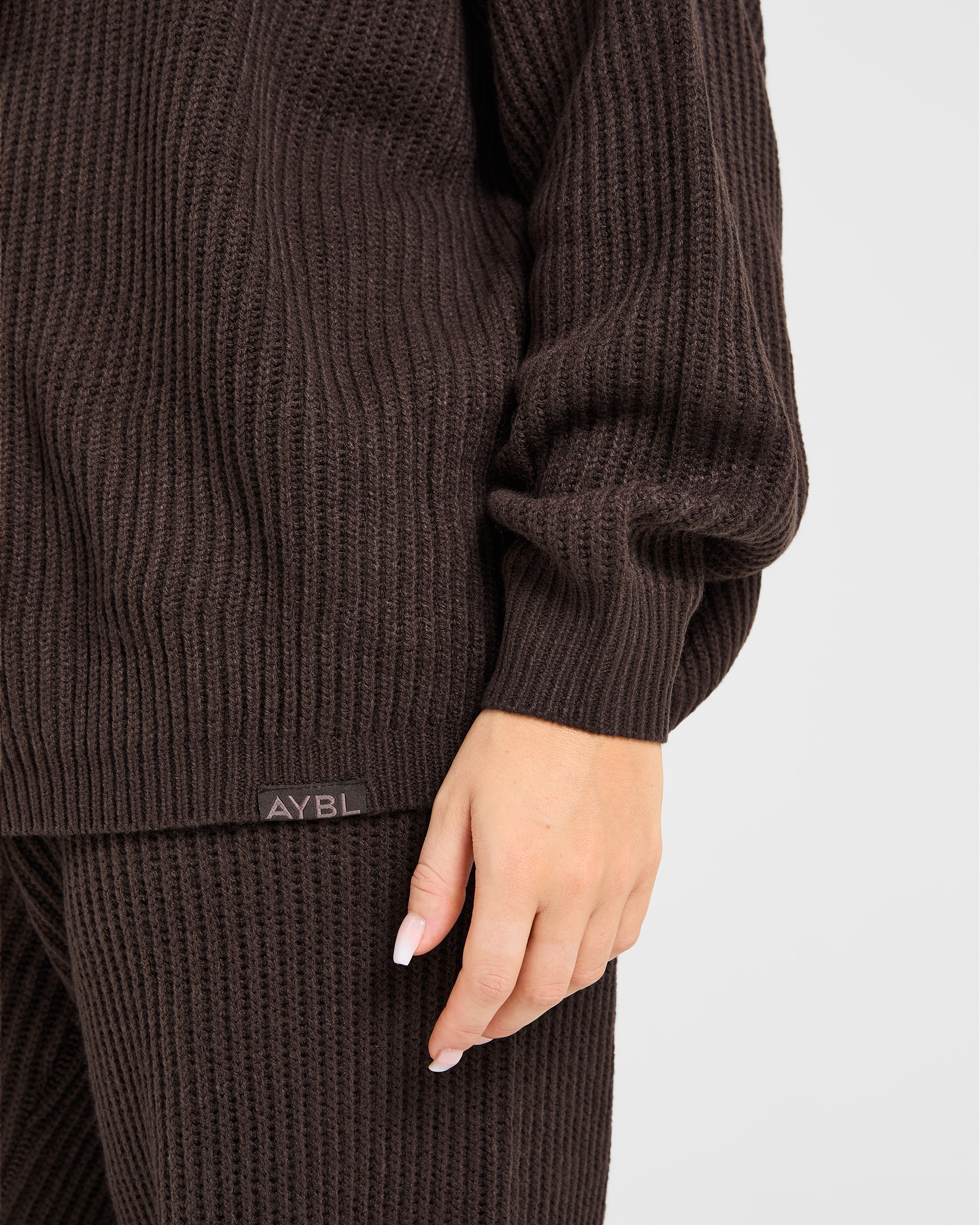 Lounge Oversized Knit Hoodie - Deep Cocoa Brun