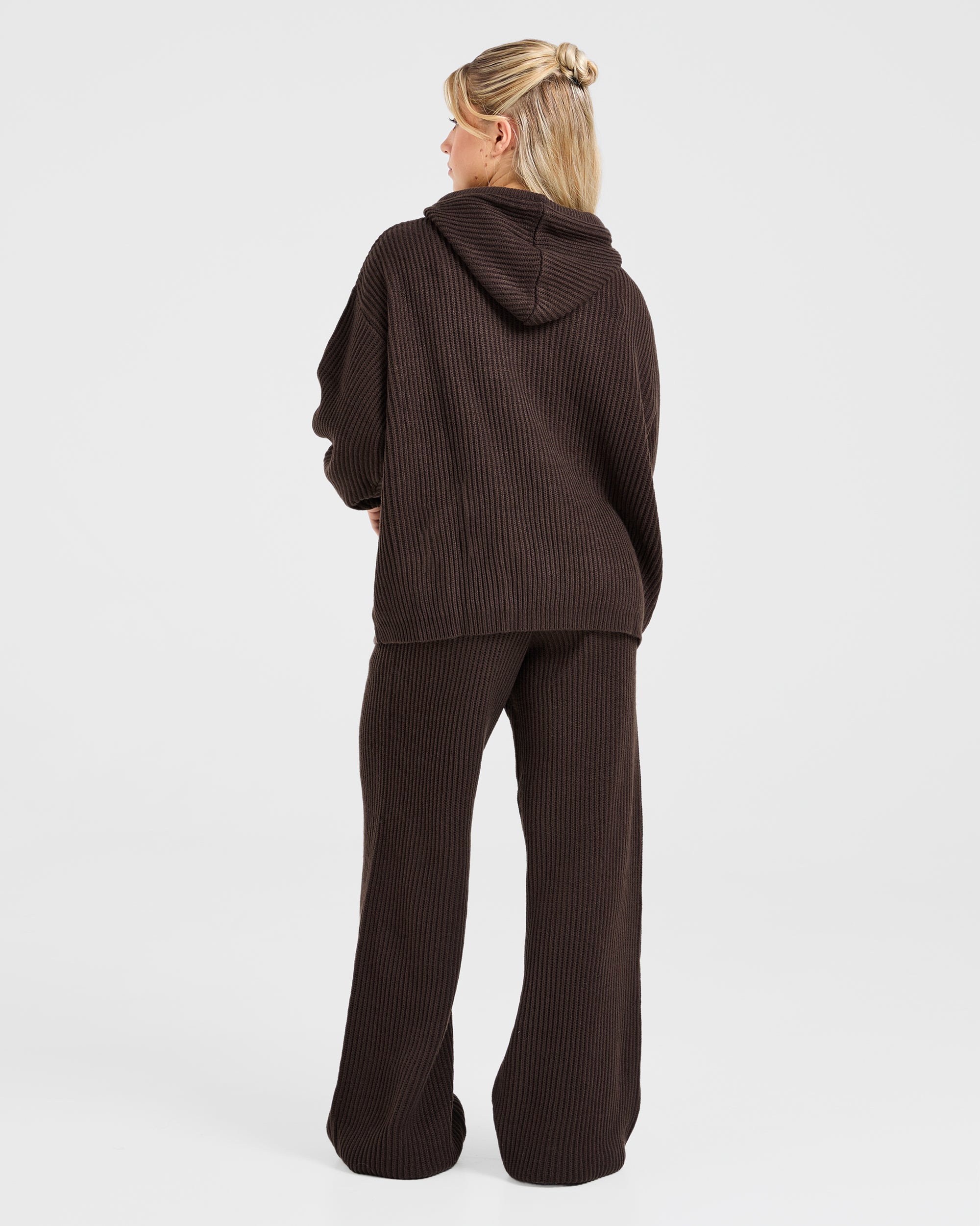 Lounge Oversized Knit Hoodie - Deep Cocoa Brun