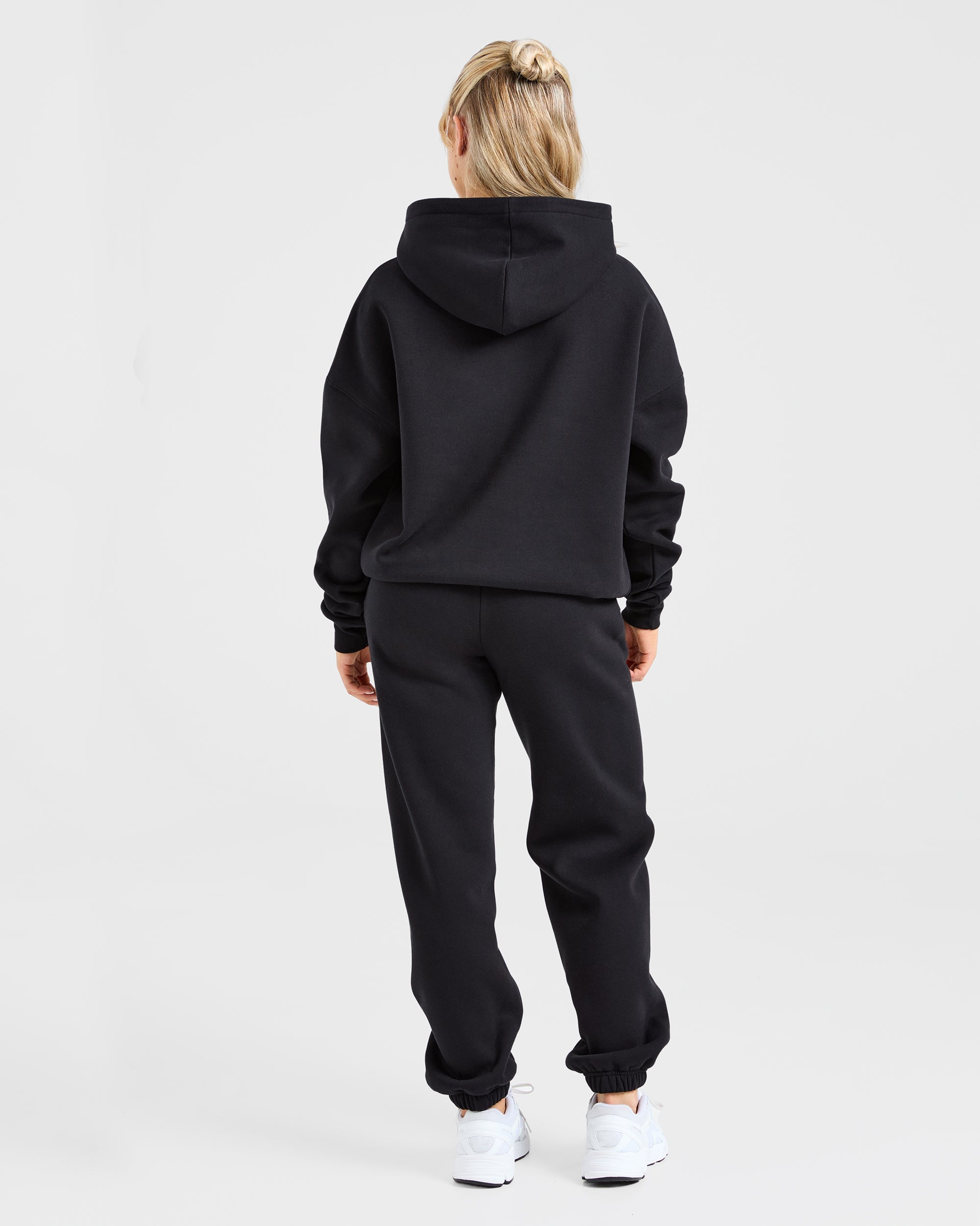 Varsity Oversized Outline Hoodie - Noir