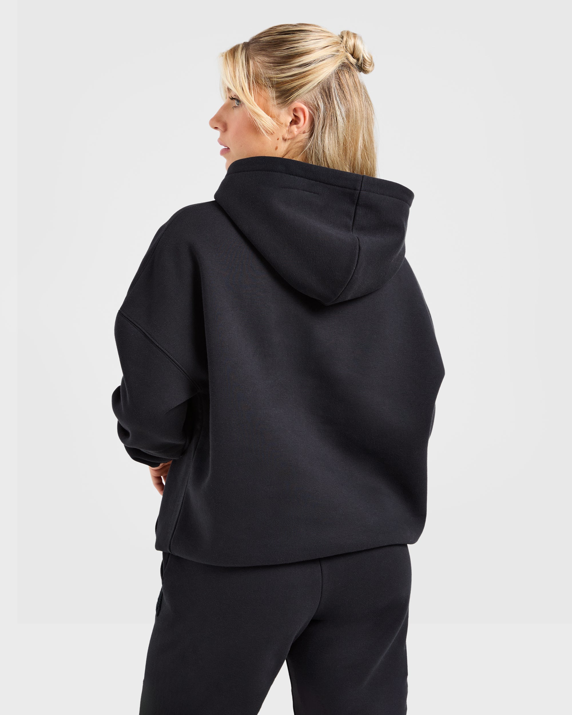 Varsity Oversized Outline Hoodie - Noir