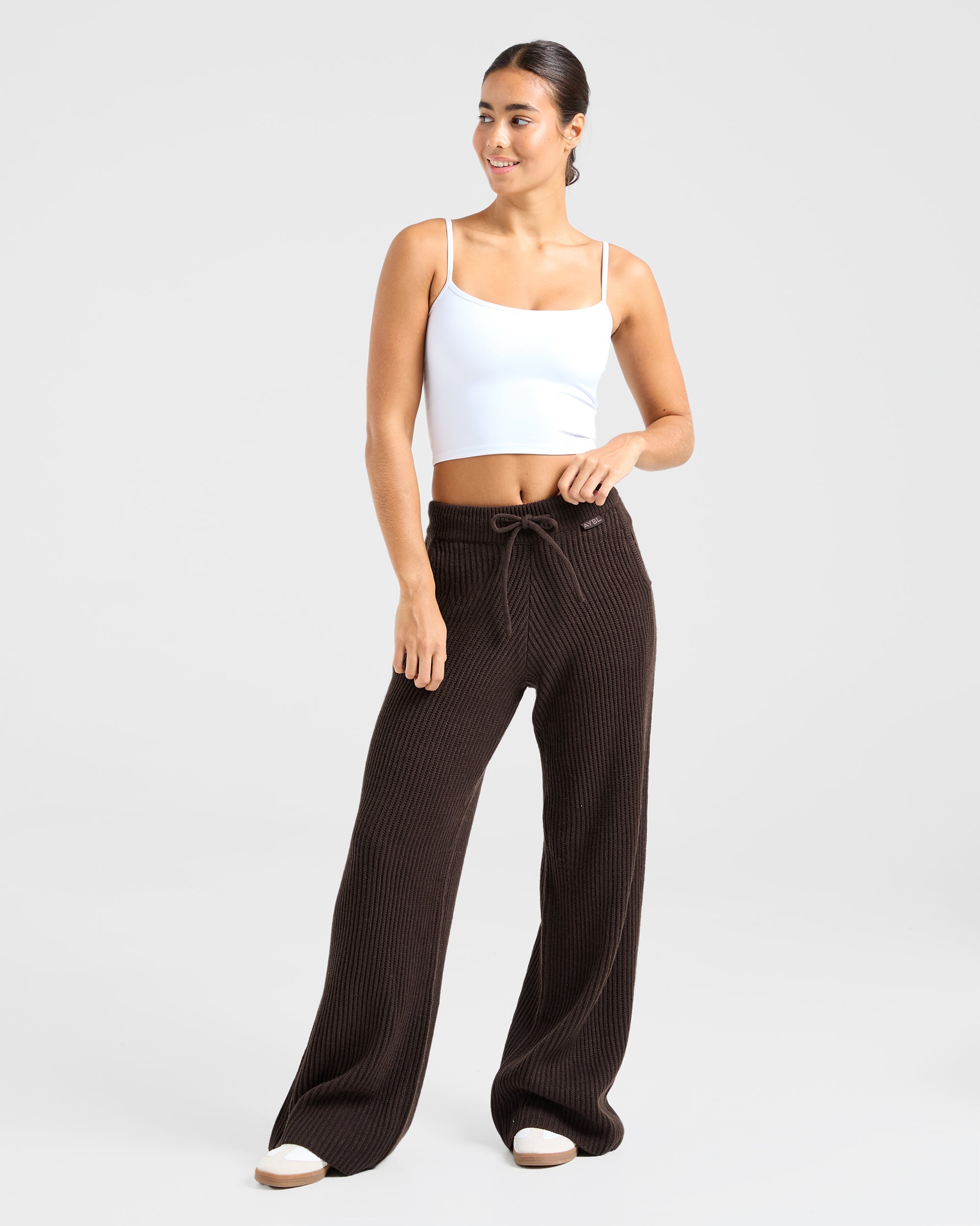 Lounge Oversized Knitted Straight Leg Joggers - Deep Cocoa Brun