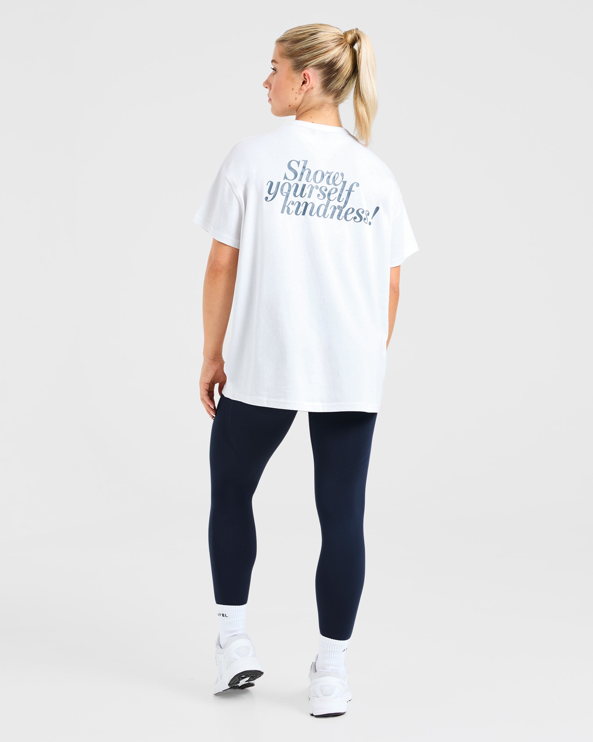 Show Yourself Kindness Oversized T Shirt - Off Blanc/Slate