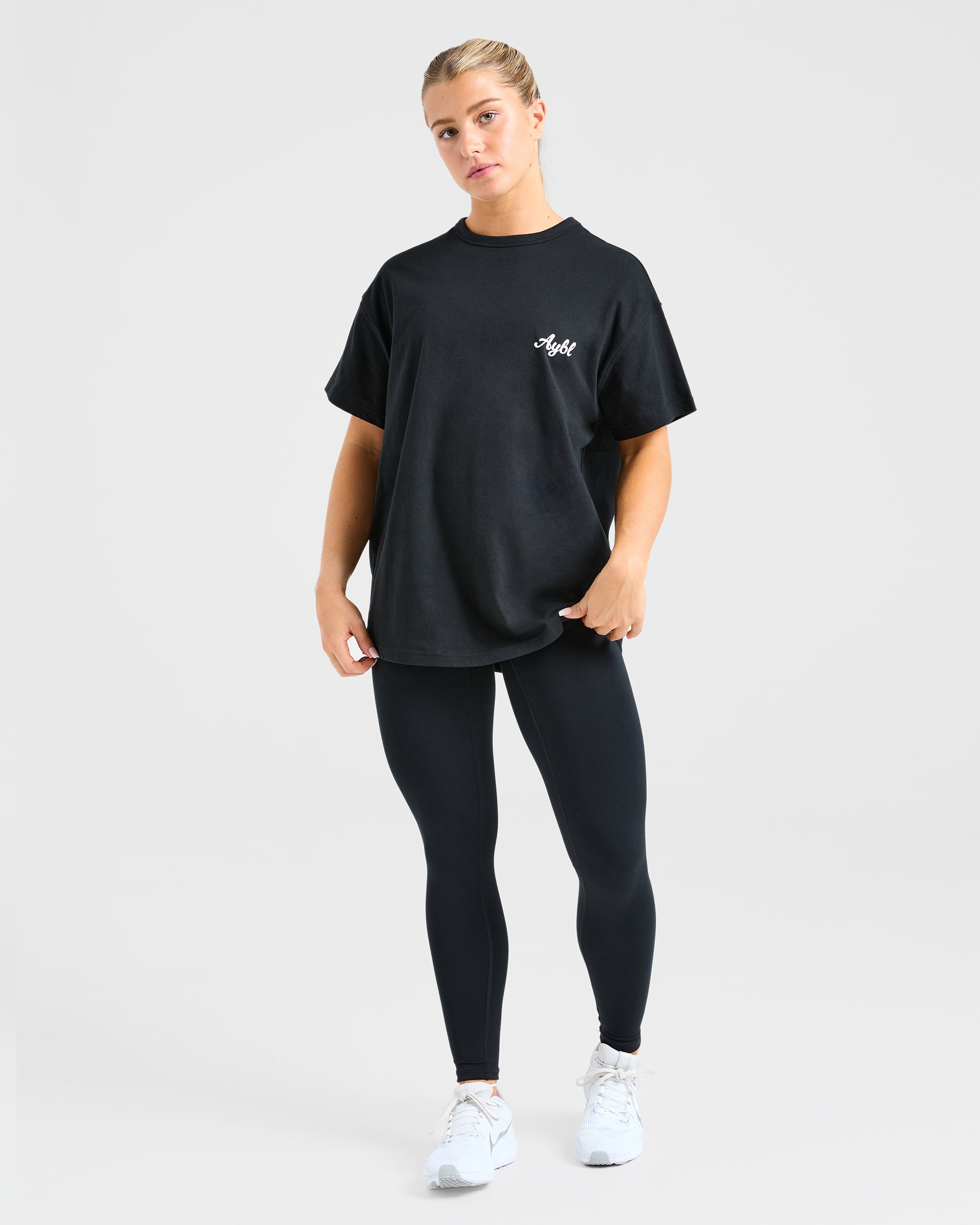 Body Achieve Mind Believe Oversized T Shirt - Noir