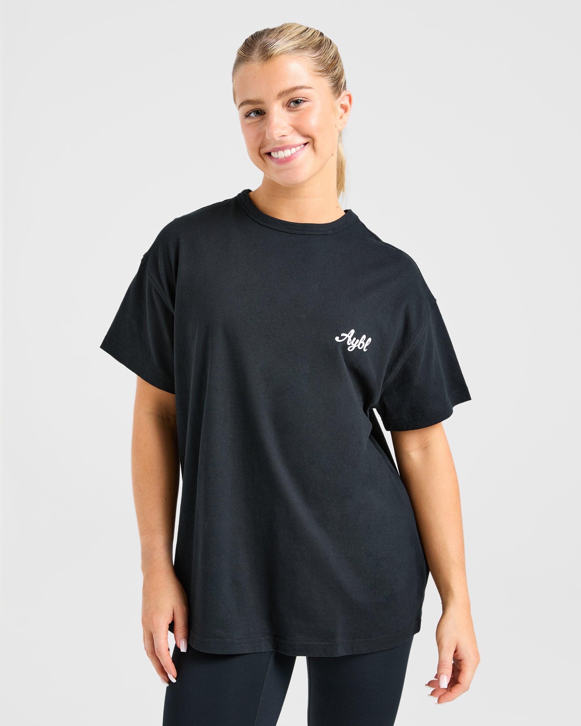 Body Achieve Mind Believe Oversized T Shirt - Noir